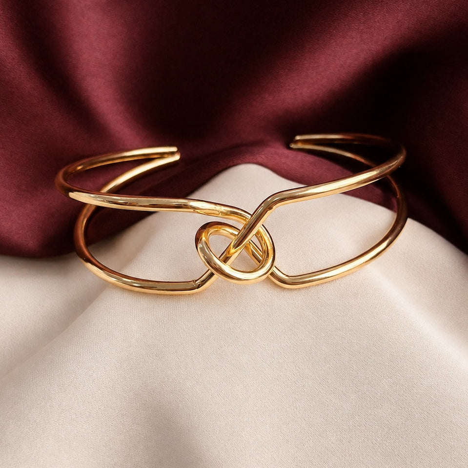 TFC Adjustable Metal Twist Gold Plated Bracelet Cuff