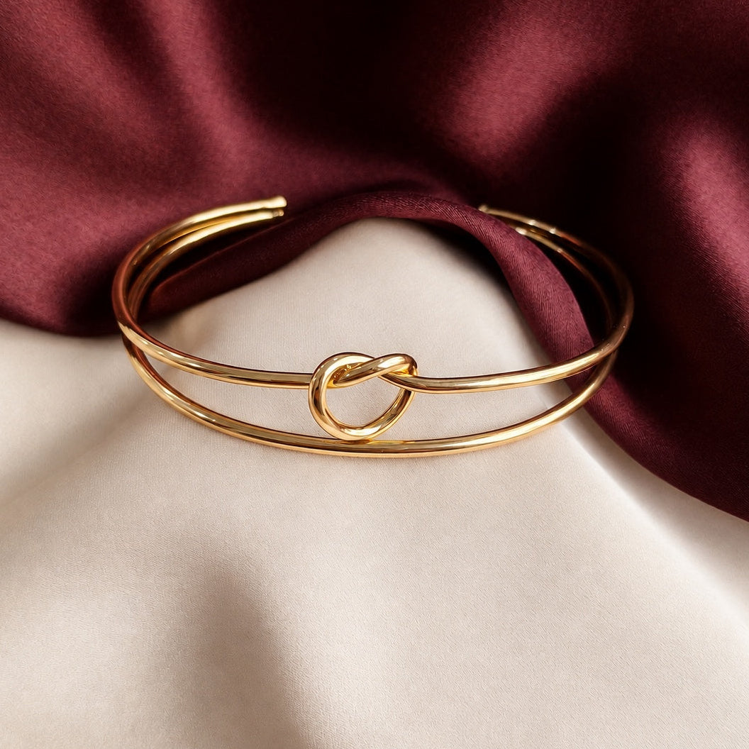 TFC Adjustable Knot Line Gold Plated Bracelet Cuff