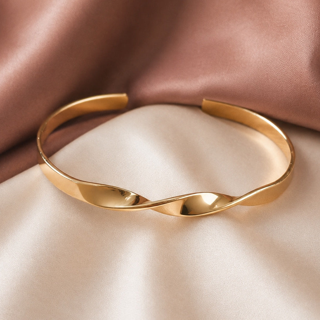 TFC Adjustable Twister Gold Plated Bracelet Cuff