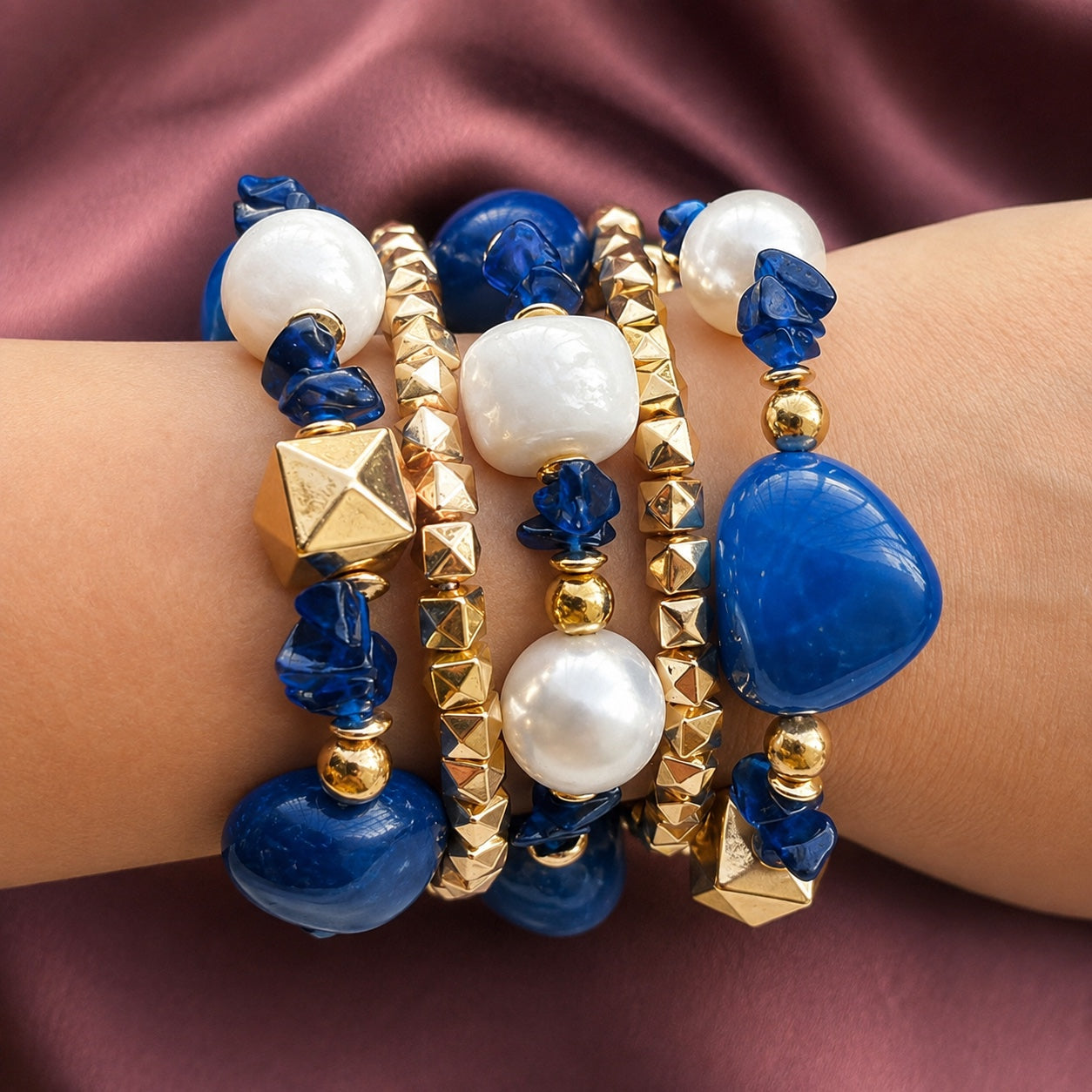 TFC Blues Gold Plated Bracelet (set of 5)