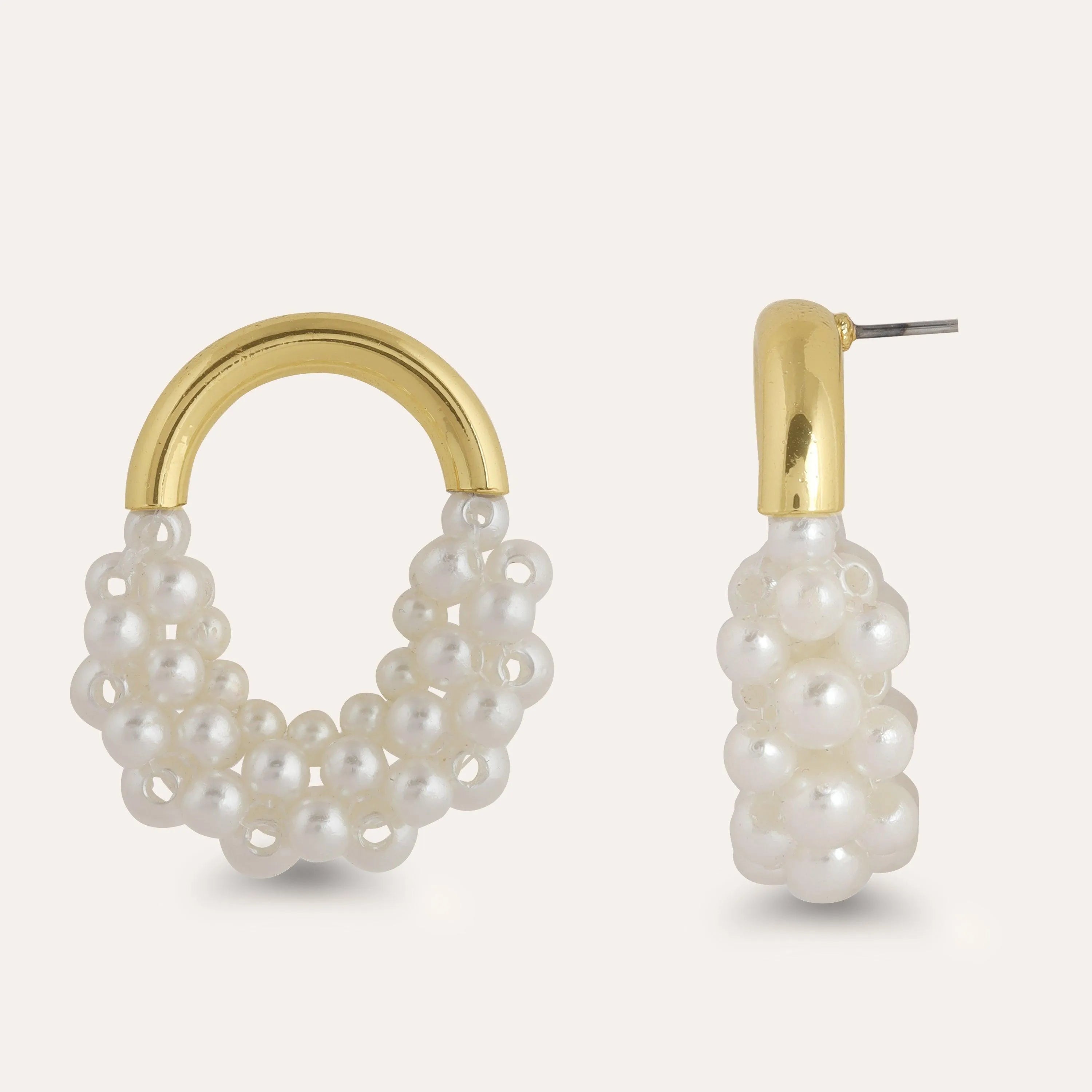 TFC Pearl Mesh Gold Plated Earrings-Discover daily wear gold earrings including stud earrings, hoop earrings, and pearl earrings, perfect as earrings for women and earrings for girls.Find the cheapest fashion jewellery which is anti-tarnis​h only at The Fun company.