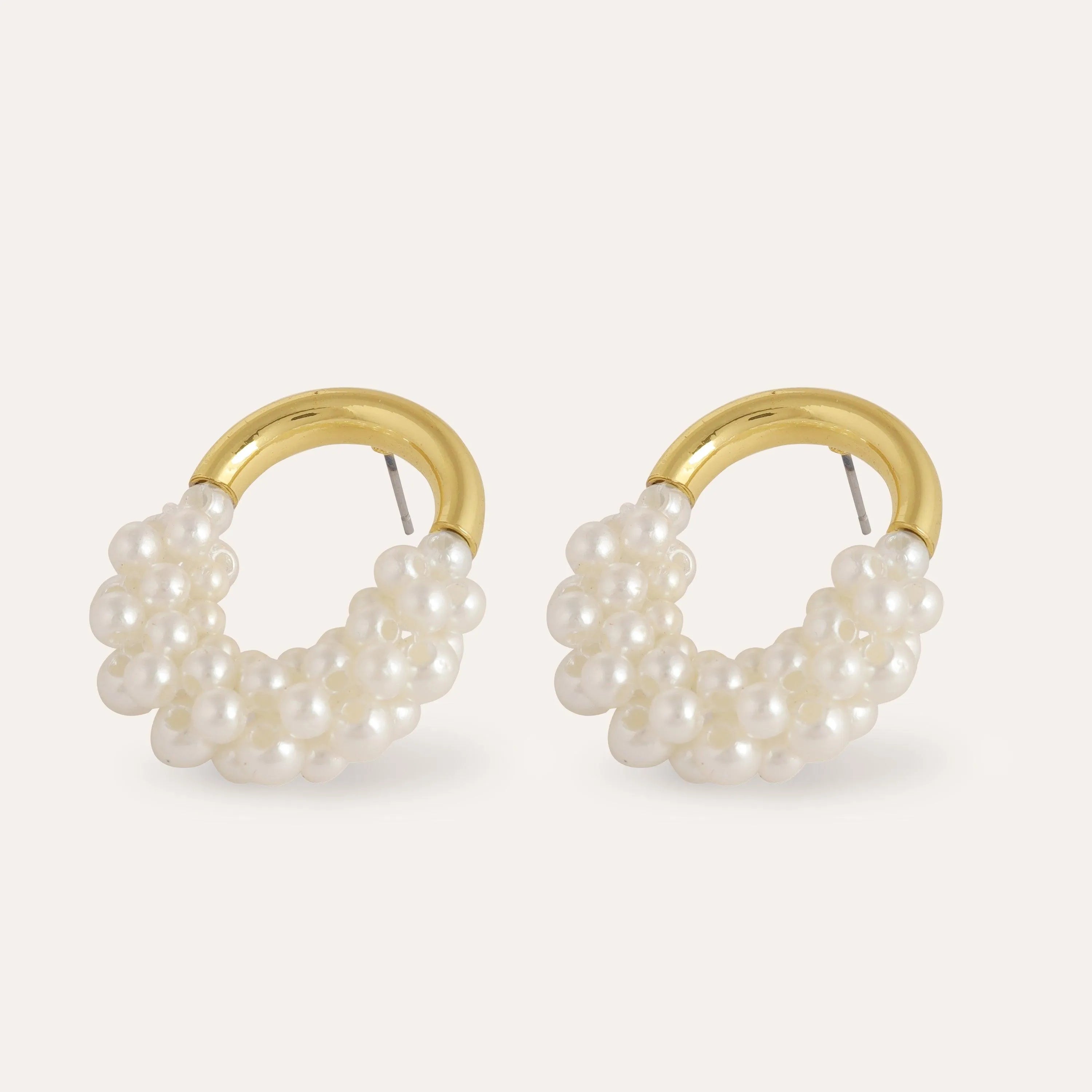 TFC Pearl Mesh Gold Plated Earrings-Discover daily wear gold earrings including stud earrings, hoop earrings, and pearl earrings, perfect as earrings for women and earrings for girls.Find the cheapest fashion jewellery which is anti-tarnis​h only at The Fun company.