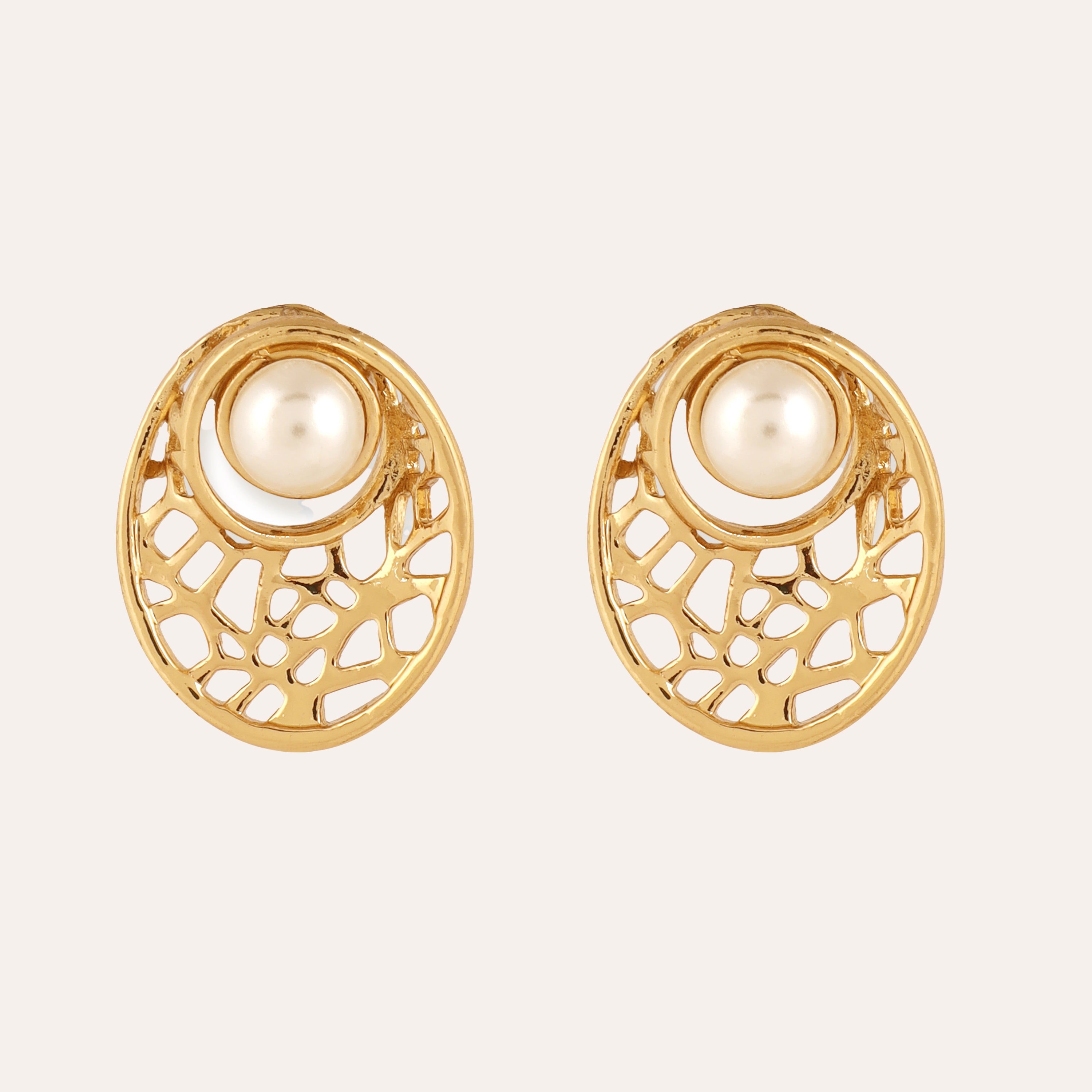 TFC Pearl Fantasia gold plated stud earrings-Discover daily wear gold earrings including stud earrings, hoop earrings, and pearl earrings, perfect as earrings for women and earrings for girls.Find the cheapest fashion jewellery which is anti-tarnis​h only at The Fun company.