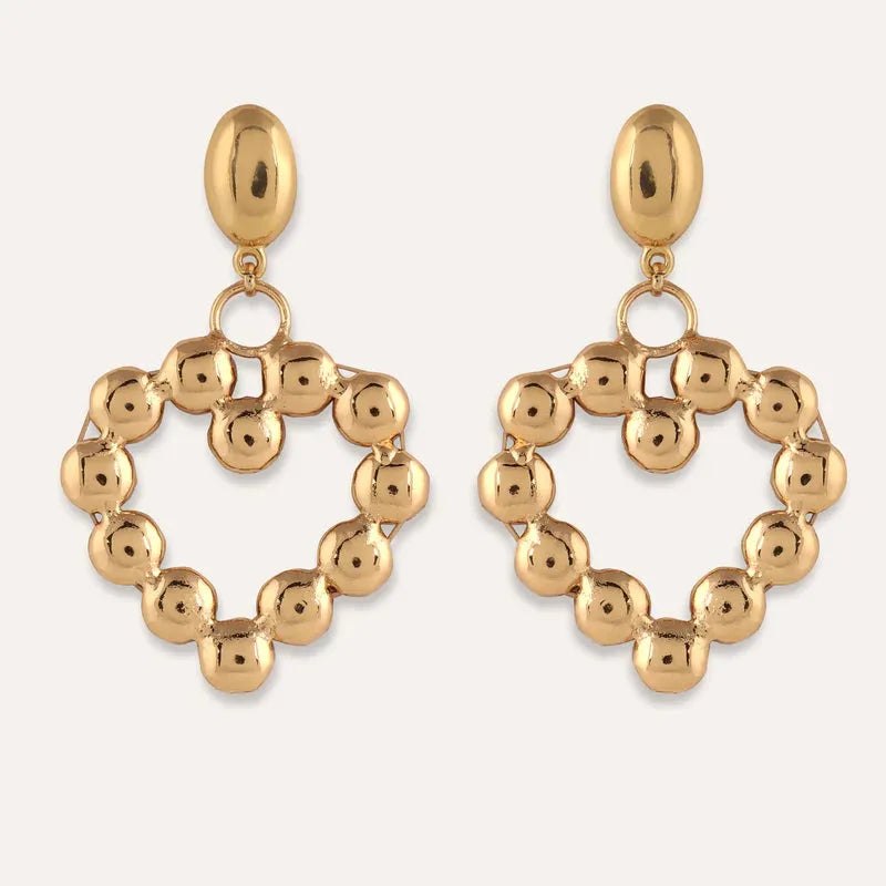 TFC Darling Heart Gold Plated Dangler Necklace and Earring Combo Set