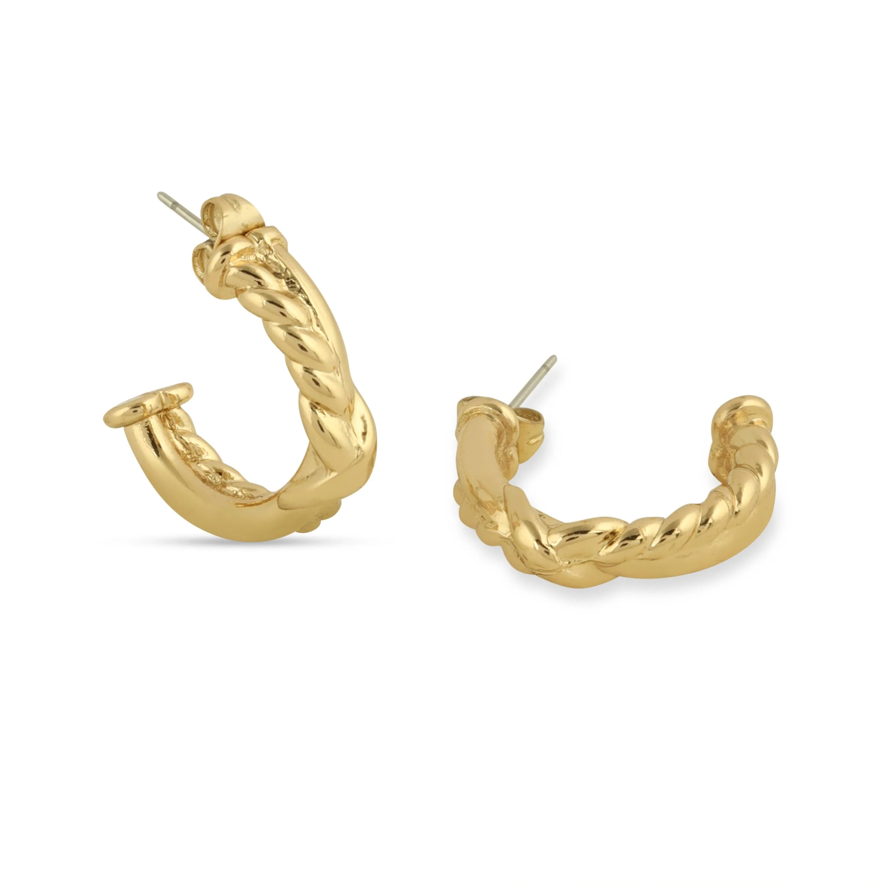 TFC Half n Half Curly Gold Plated Hoop Earrings