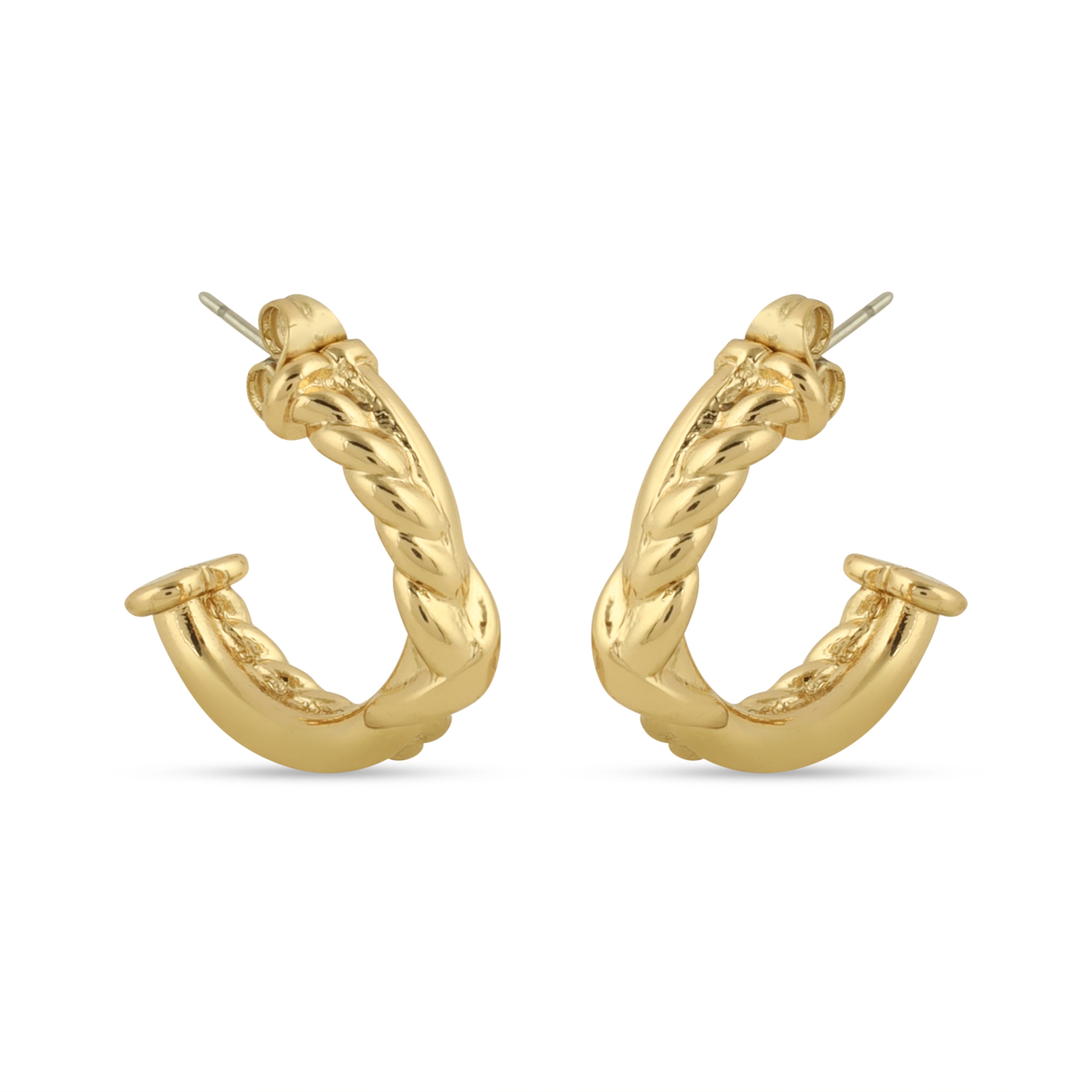 TFC Half n Half Curly Gold Plated Hoop Earrings- Discover daily wear gold earrings including stud earrings, hoop earrings, and pearl earrings, perfect as earrings for women and earrings for girls.Find the cheapest fashion jewellery which is anti-tarnis​h only at The Fun company.