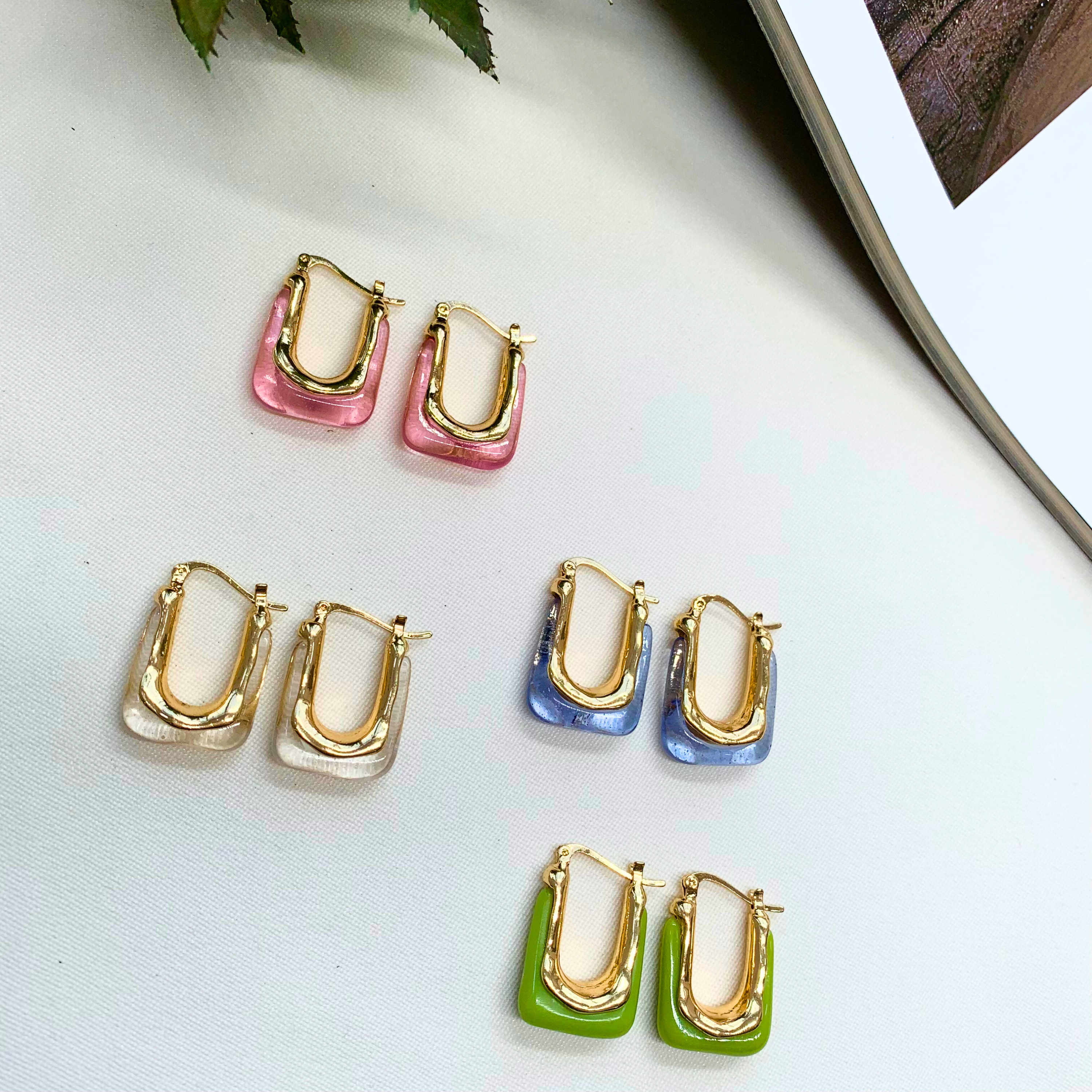TFC Square White Resin Gold Plated Hoop Earrings- Discover daily wear gold earrings including stud earrings, hoop earrings, and pearl earrings, perfect as earrings for women and earrings for girls.Find the cheapest fashion jewellery which is anti-tarnis​h only at The Fun company