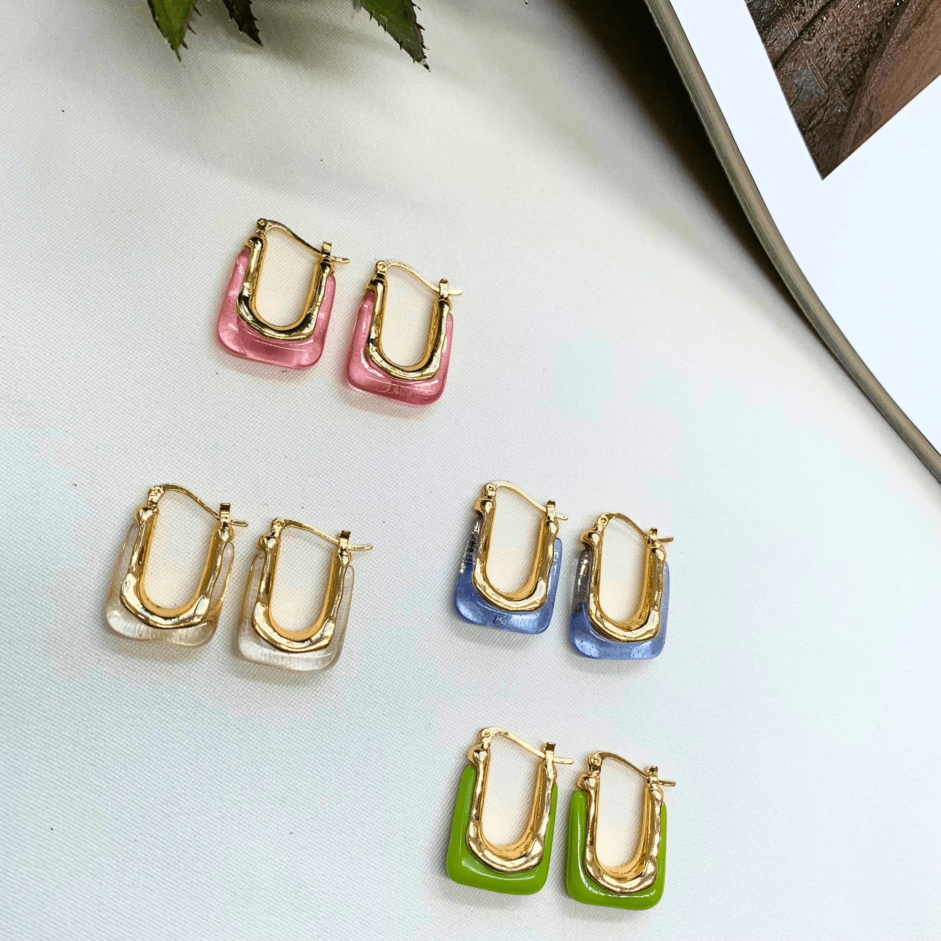 Clear resin 2025 hoop earrings