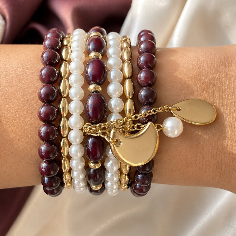 TFC Wine Tone Gold Plated Bracelet (set of 7)