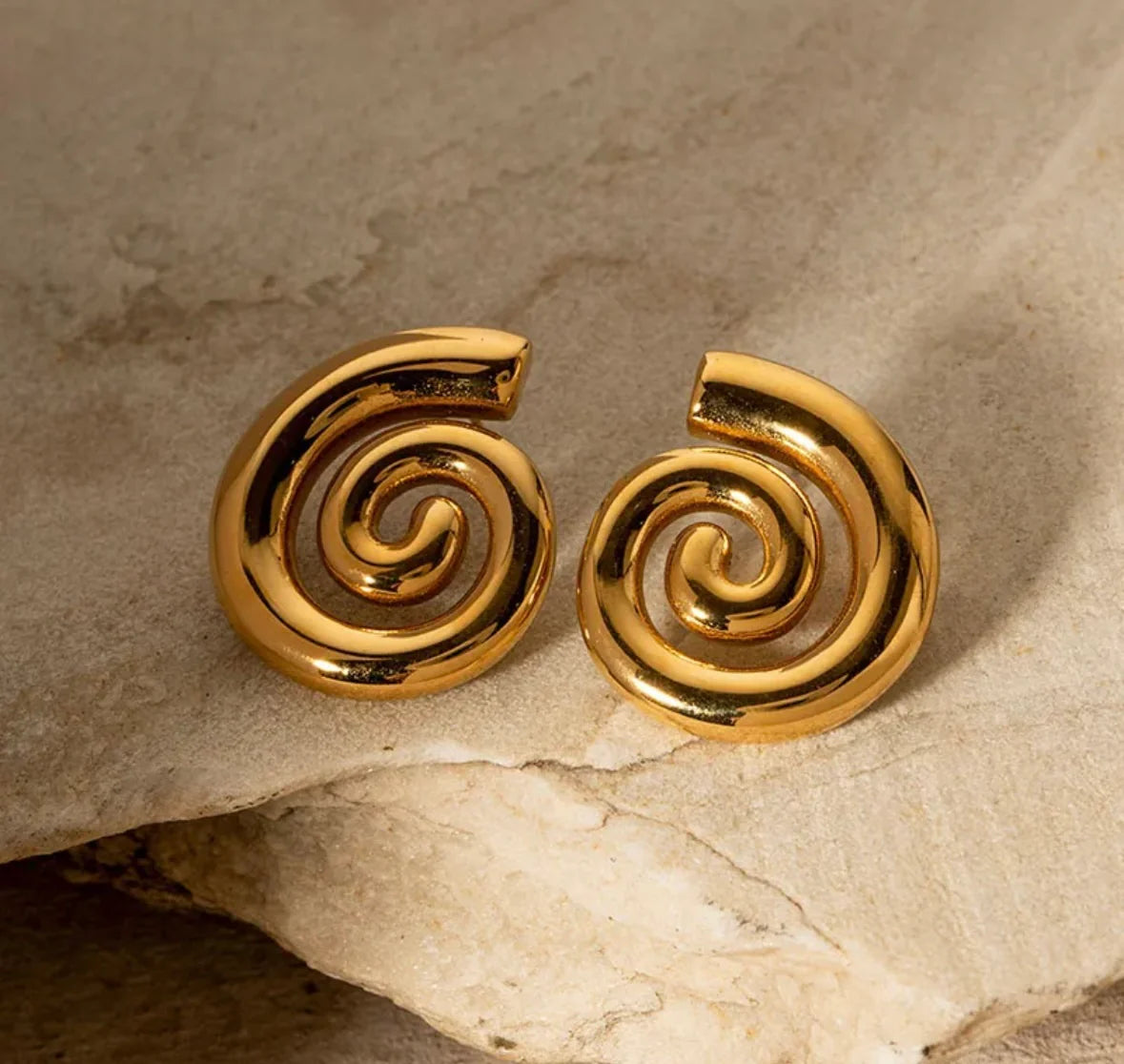 TFC Fossil Shape Gold Plated Stud Earrings