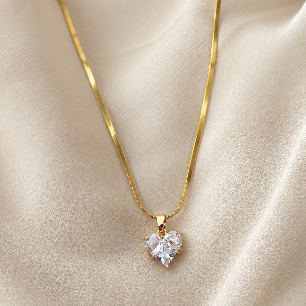 TFC Diamond Heart Gold Plated Pendant Necklace
