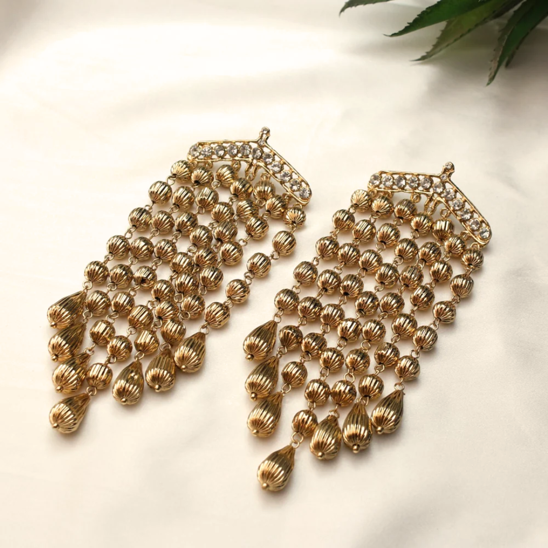 TFC Vortex Light Crystal Gold Plated Dangler Earrings