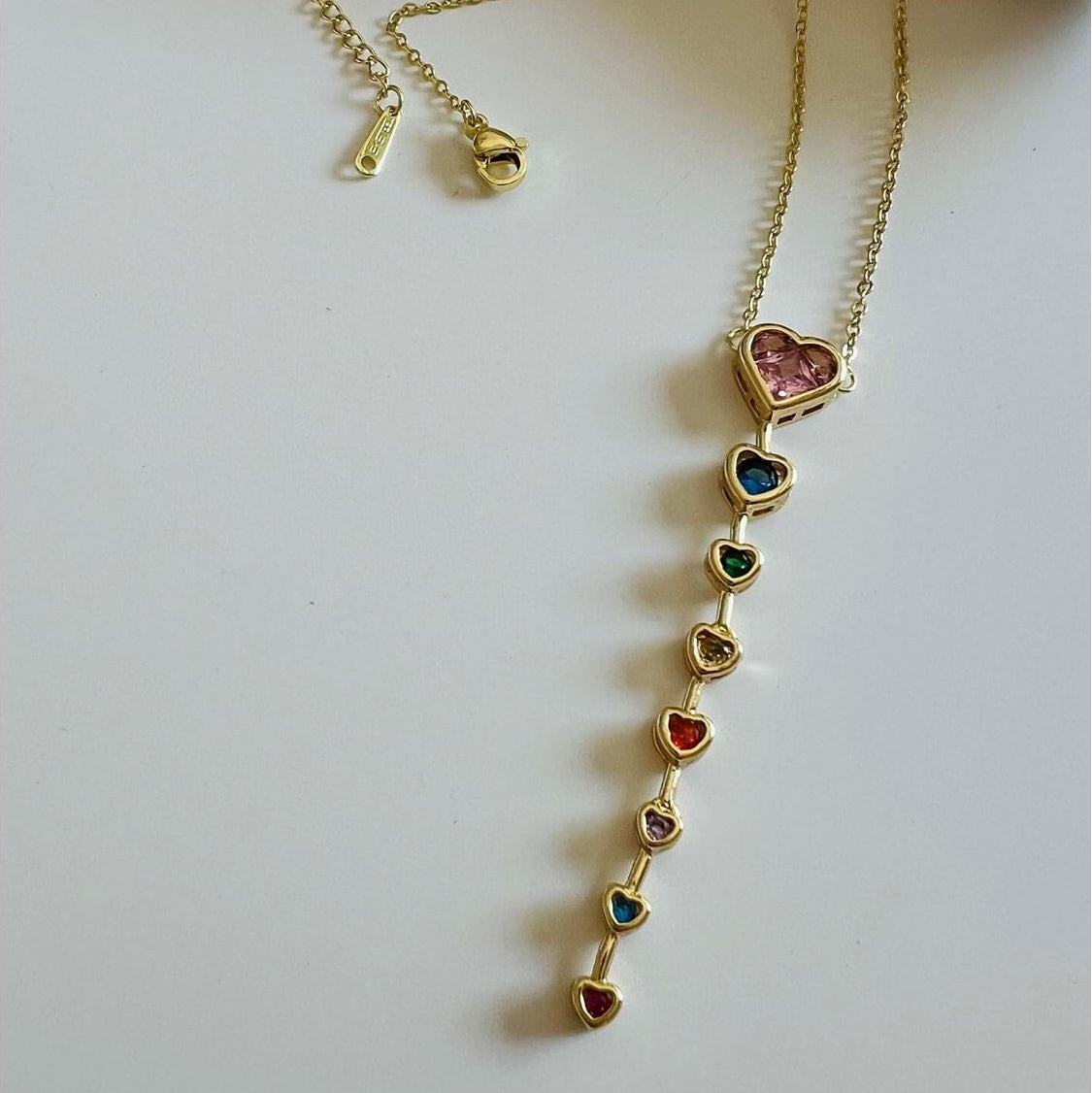 TFC Heart Shape Stone Line Gold Plated Necklace