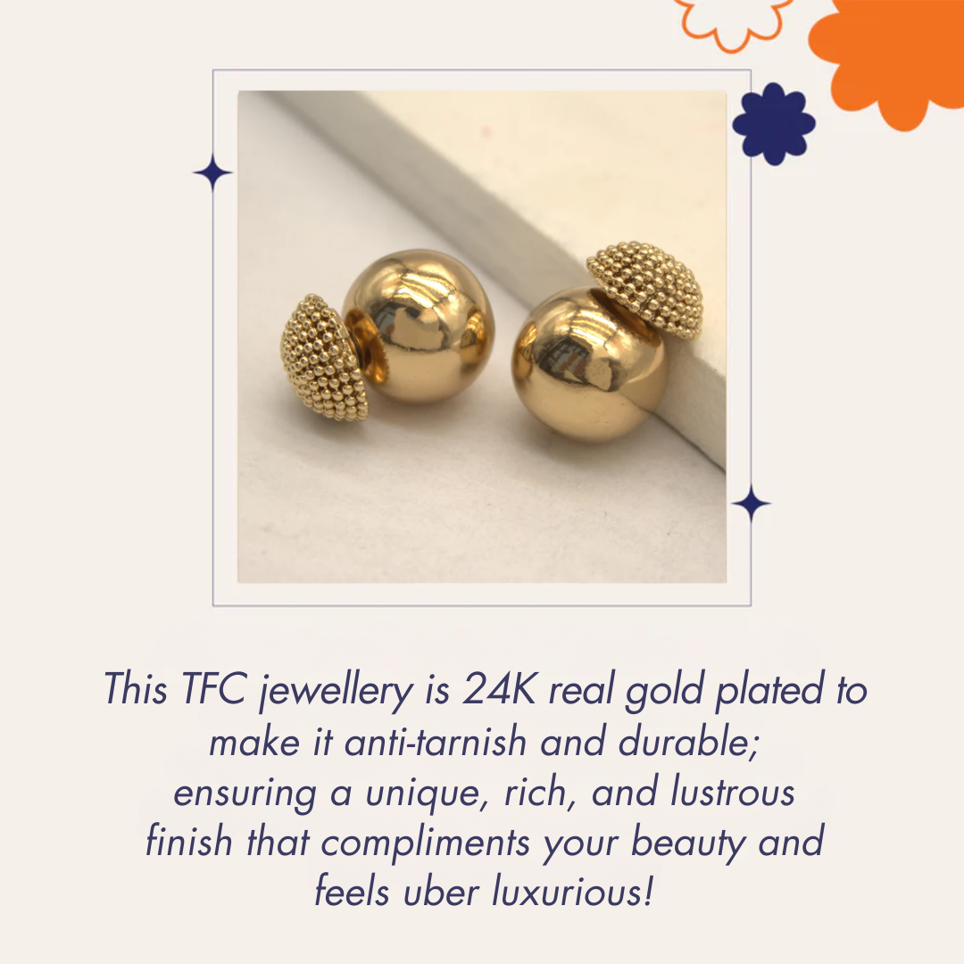 TFC 24K Gold Bold Bead Multi- Way Festive Stud Earrings
