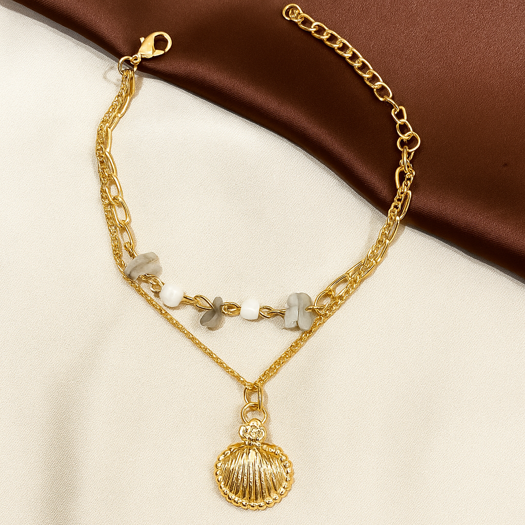 TFC Shell Bead Charm Gold Plated Bracelet