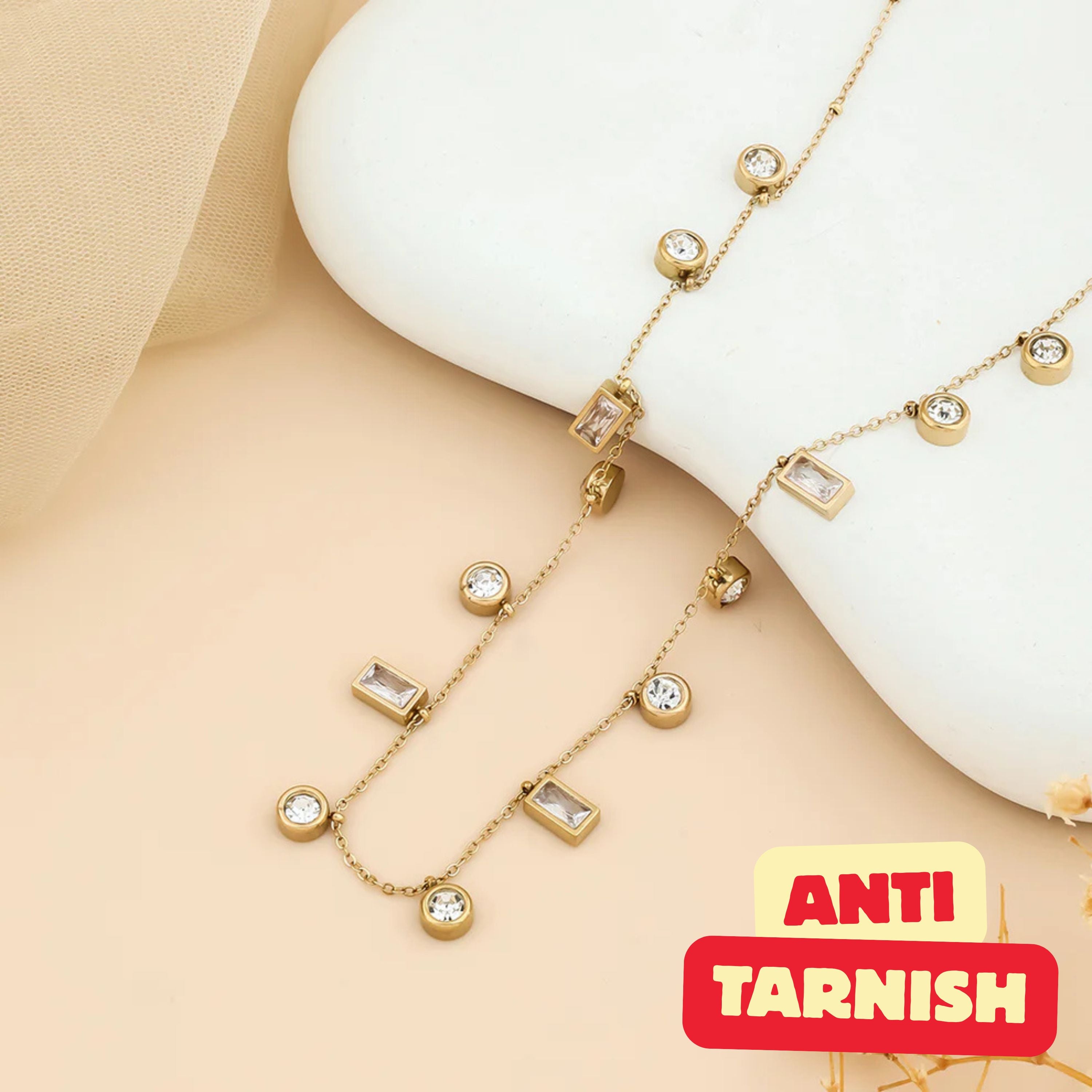 TFC Charms Stone Gold Plated Pendant Necklace