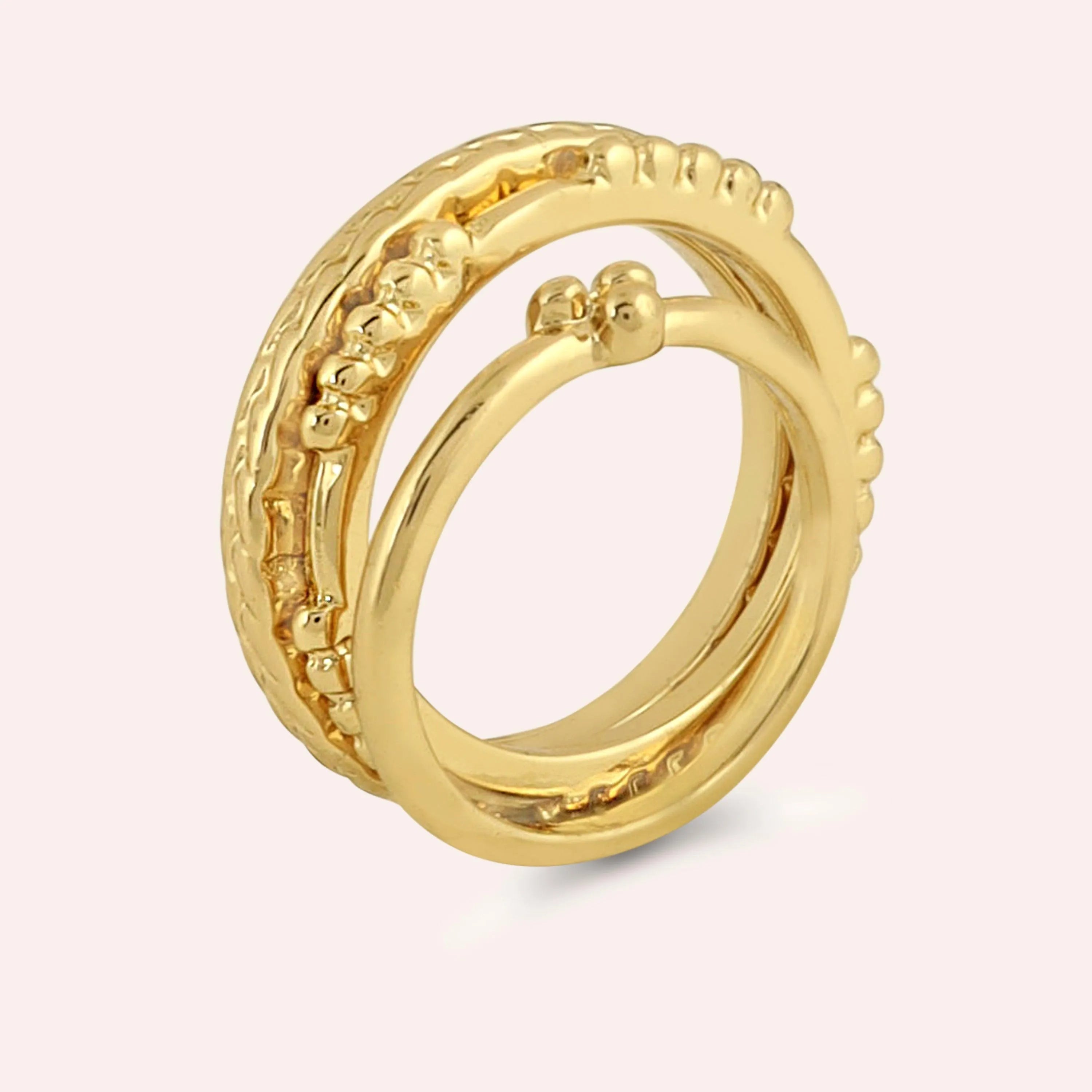 TFC Lovely Lattice Gold Plated Ring Stack-Elevate your style with our exquisite collection of gold-plated adjustable rings for women, including timeless signet rings. Explore cheapest fashion jewellery designs with anti-tarnish properties, all at The Fun Company with a touch of elegance