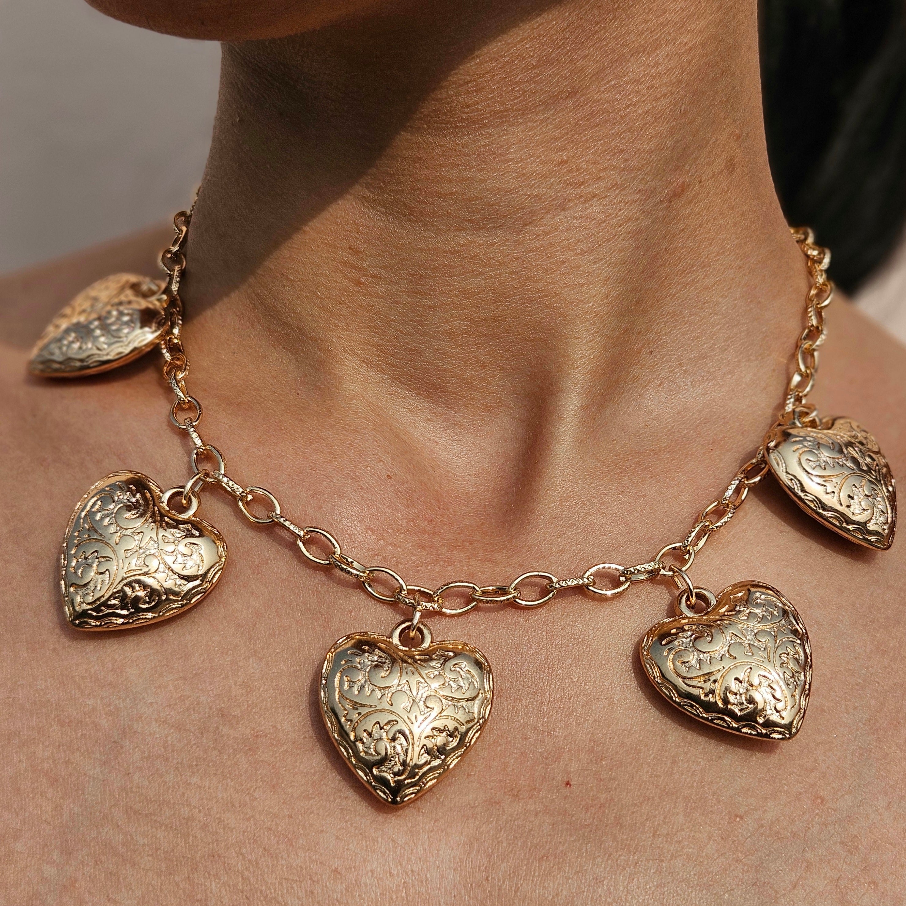 TFC Five Bold Heart Gold Plated Necklace