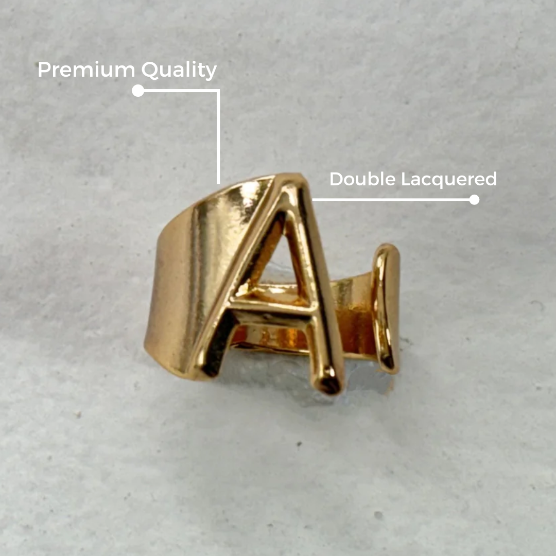 TFC Letter- A Gold Plated Adjustable Ring