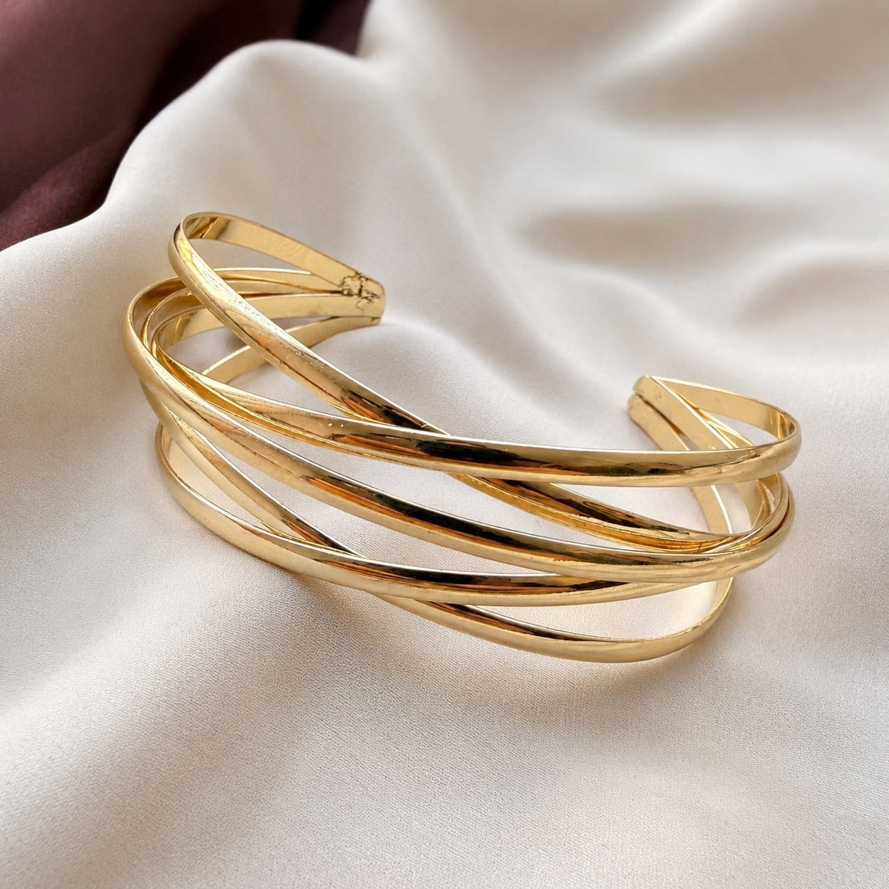 TFC Sleek Linear Gold Plated Adjustable Cuff