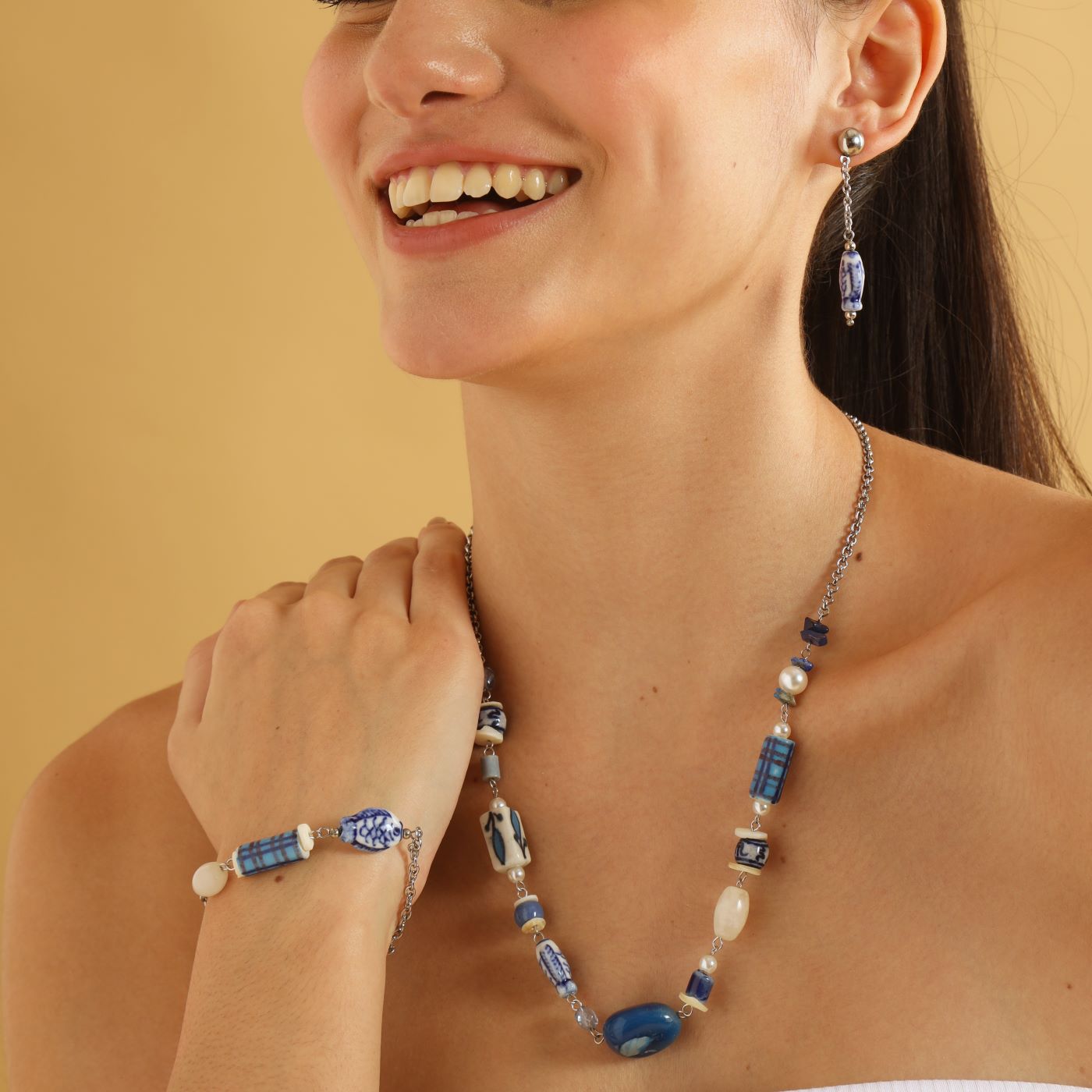 blue pottery jewellery collection
