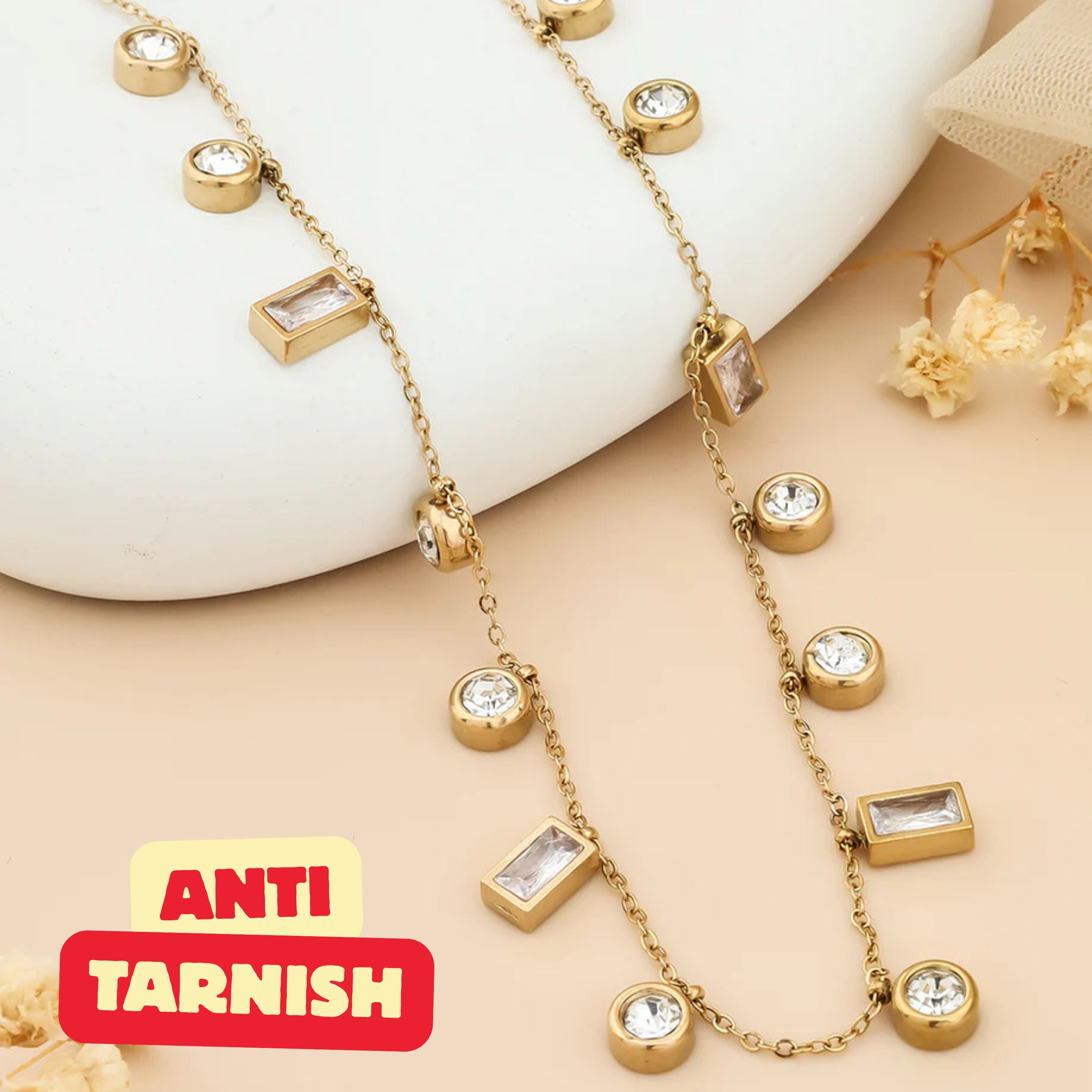 TFC Charms Stone Gold Plated Pendant Necklace