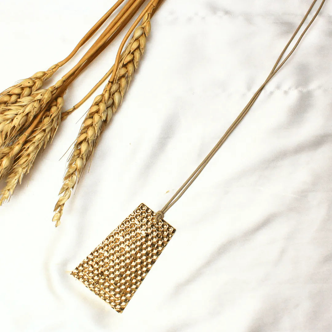 TFC Brick Gold Plated Statement Pendant Necklace