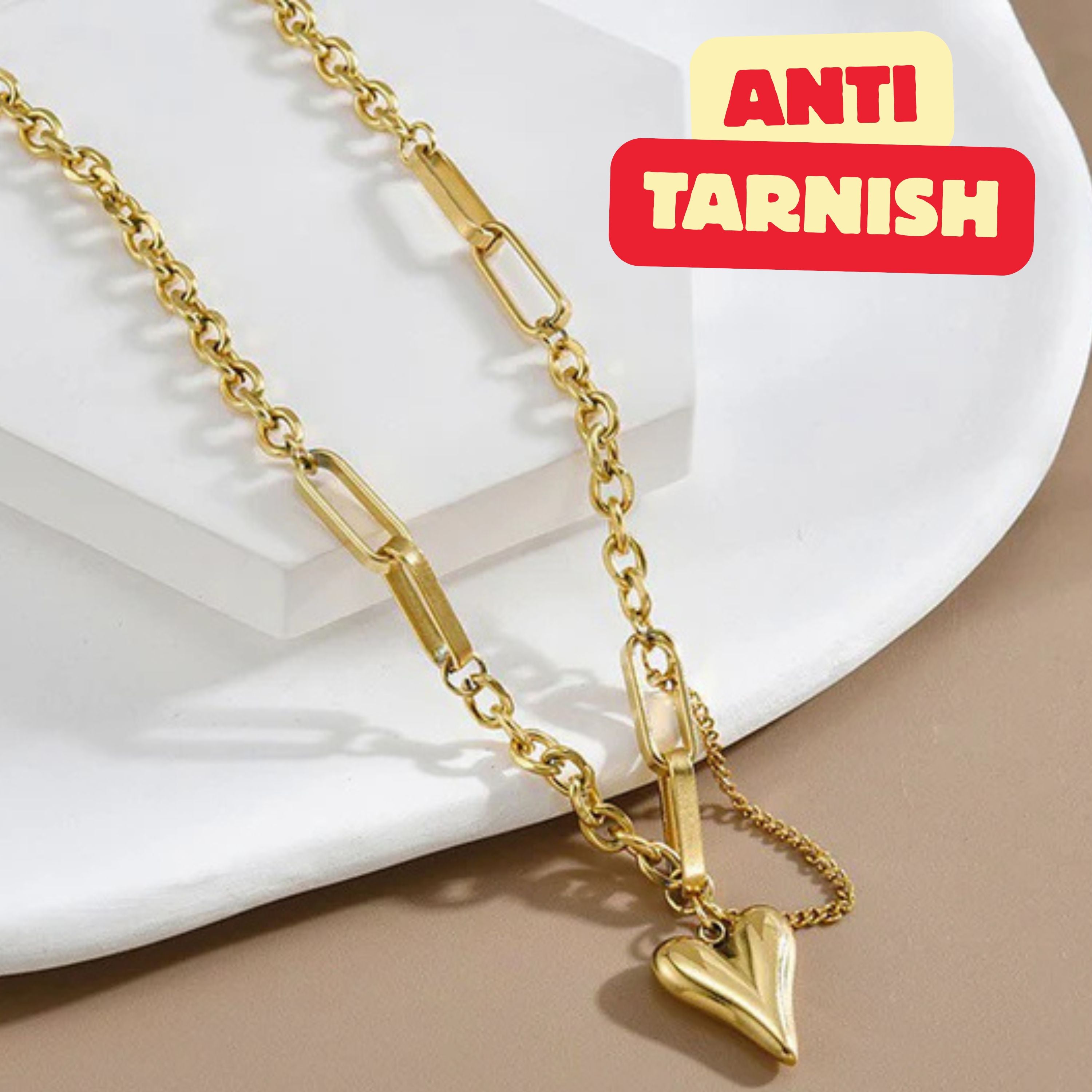 TFC Chain Locked Heart Gold Plated Necklace