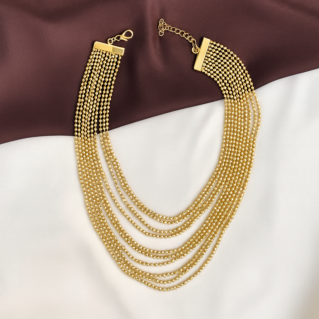 TFC Small Bead Gold Plated Layered Necklace