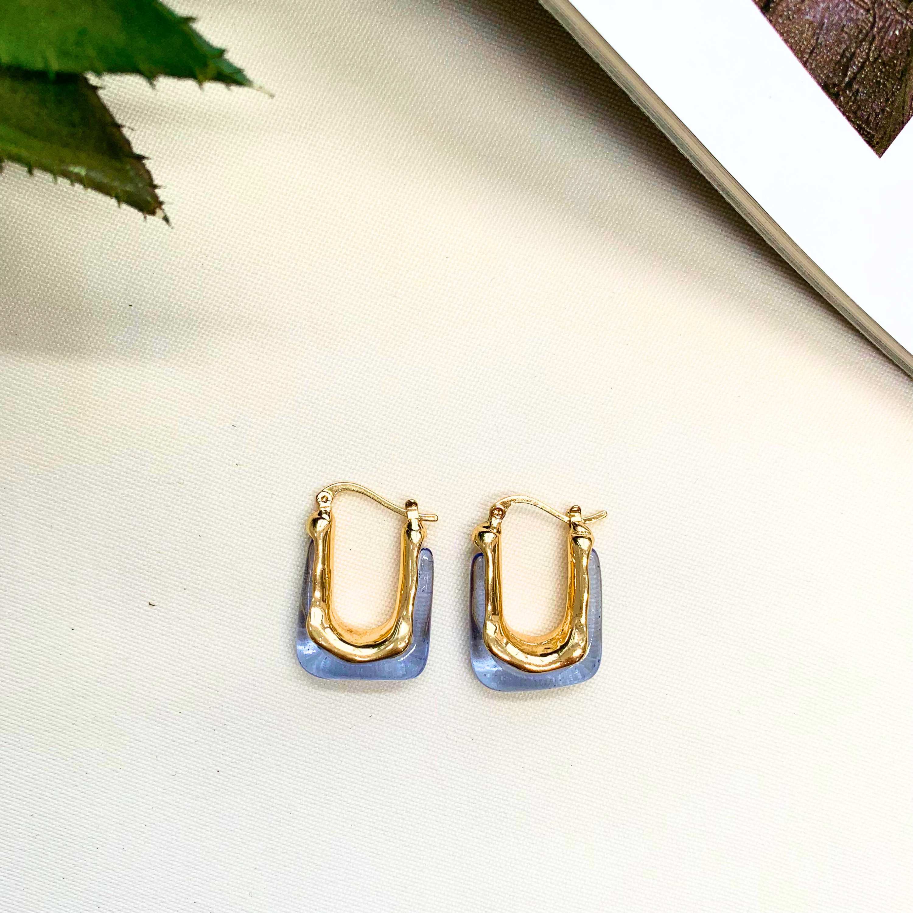Large 14K Gold Endless Rectangle Hoops