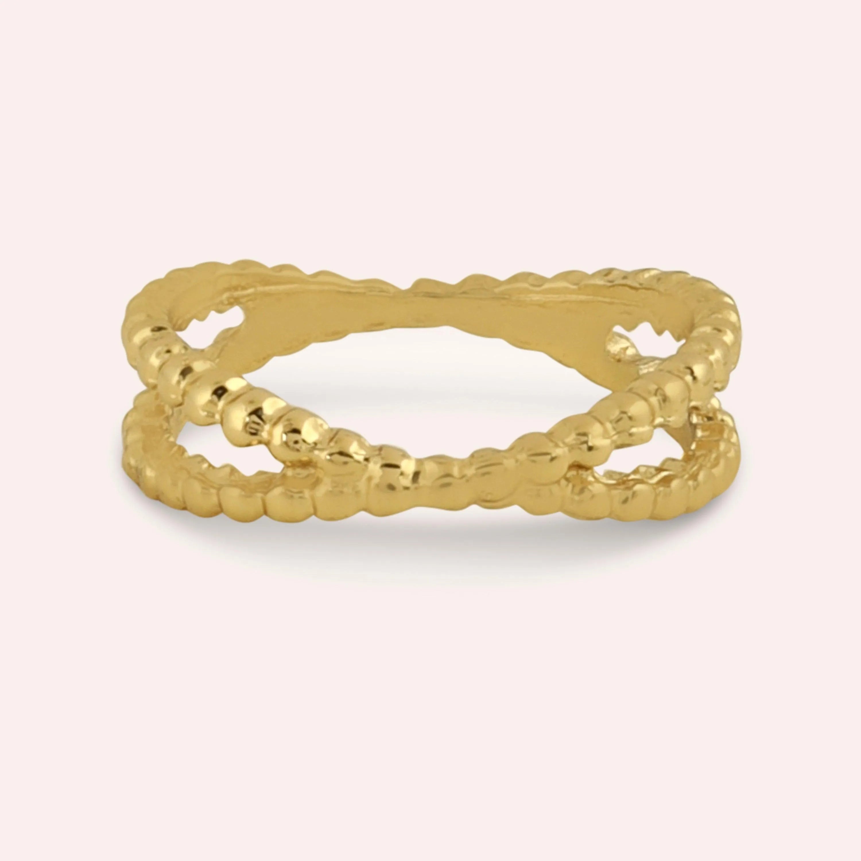 TFC Lace Loom Gold Plated Ring-Elevate your style with our exquisite collection of gold-plated adjustable rings for women, including timeless signet rings. Explore cheapest fashion jewellery designs with anti-tarnish properties, all at The Fun Company with a touch of elegance