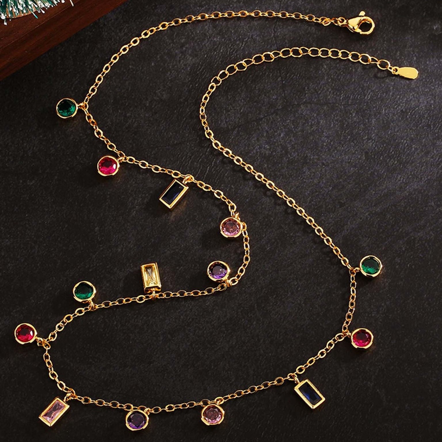 TFC Multi Shape Stone Gold Plated Necklace
