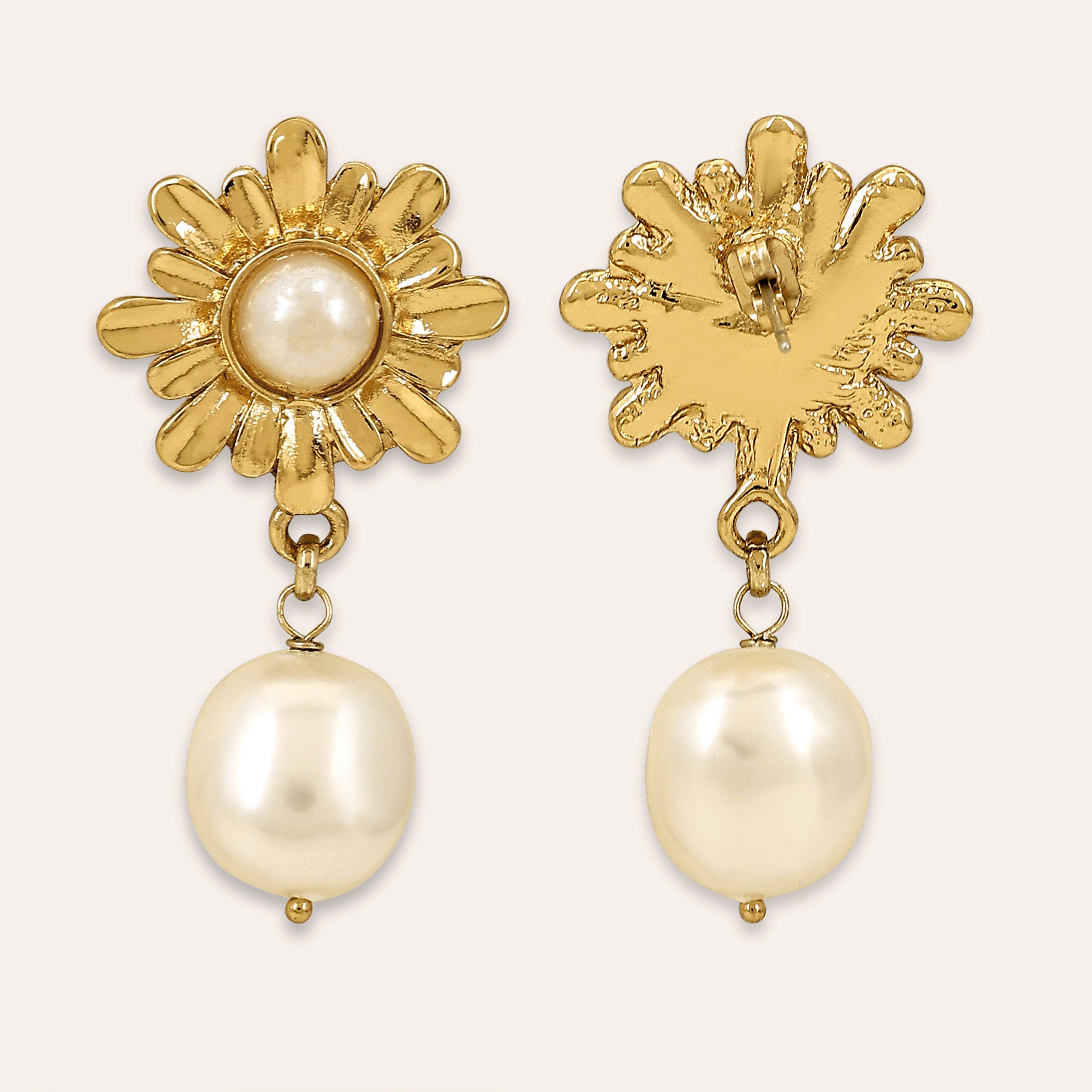TFC Daisy Pearl Gold Plated Earrings-Discover daily wear gold earrings including stud earrings, hoop earrings, and pearl earrings, perfect as earrings for women and earrings for girls.Find the cheapest fashion jewellery which is anti-tarnish only at The Fun company.