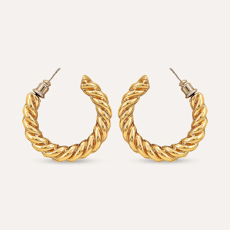 TFC Coloredstones Multi-Earrings Gold Plated Hoops Combo Set