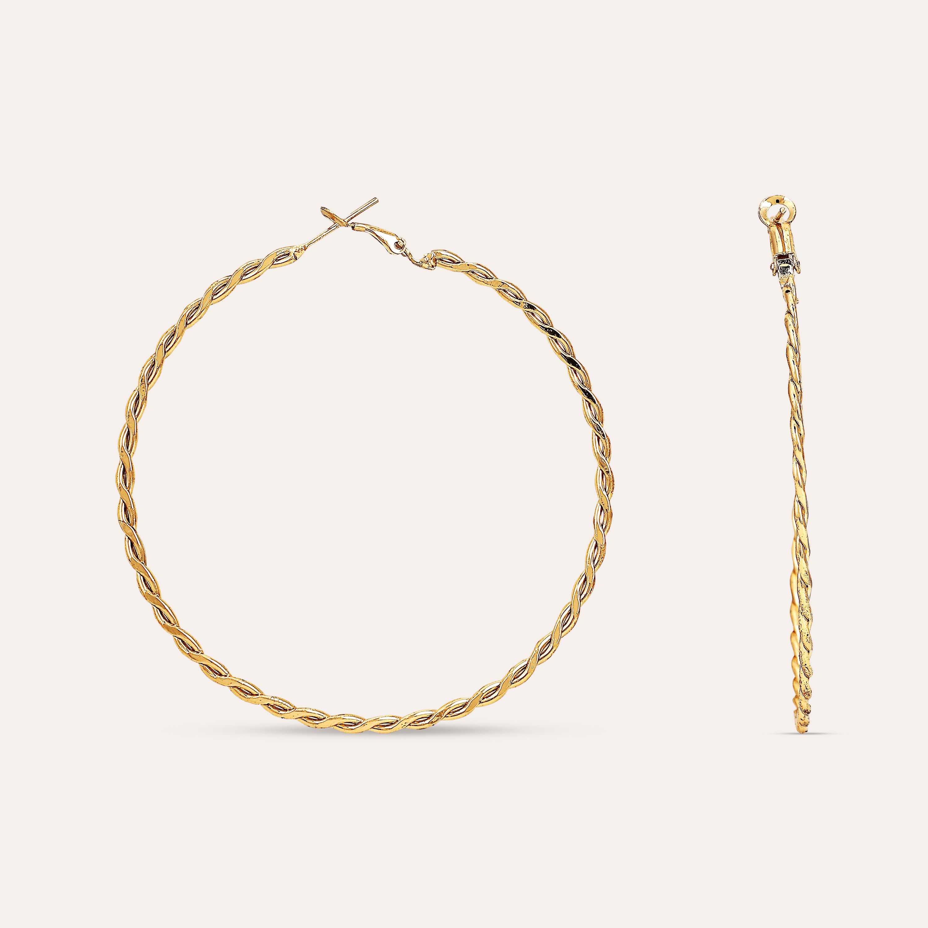 TFC Classic Chunky Gold Plated Hoop Earrings-Discover daily wear gold earrings including stud earrings, hoop earrings, and pearl earrings, perfect as earrings for women and earrings for girls.Find the cheapest fashion jewellery which is anti-tarnish only at The Fun company.