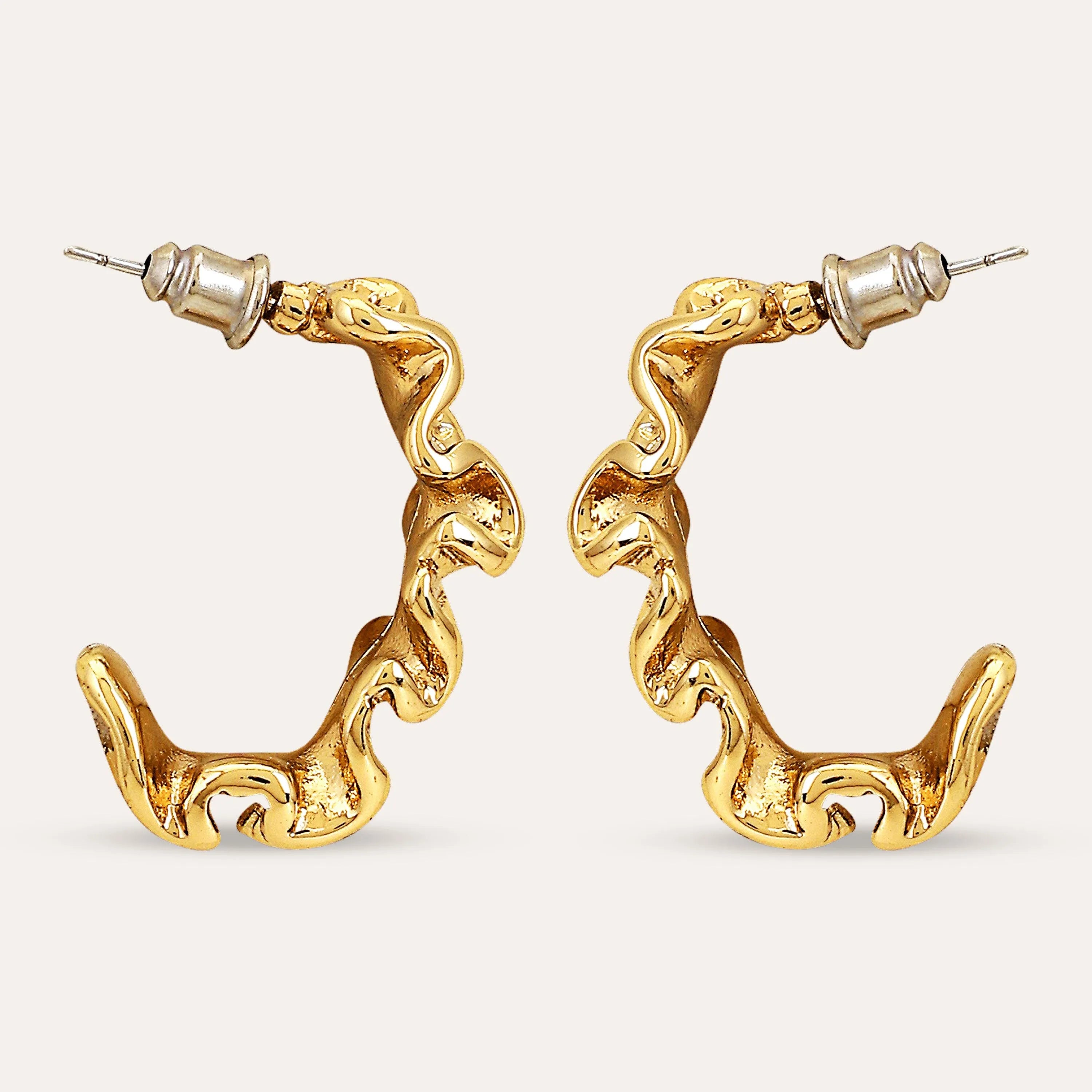 TFC Squeezy Foil Gold Plated Hoop Earrings-Discover daily wear gold earrings including stud earrings, hoop earrings, and pearl earrings, perfect as earrings for women and earrings for girls.Find the cheapest fashion jewellery which is anti-tarnish only at The Fun company