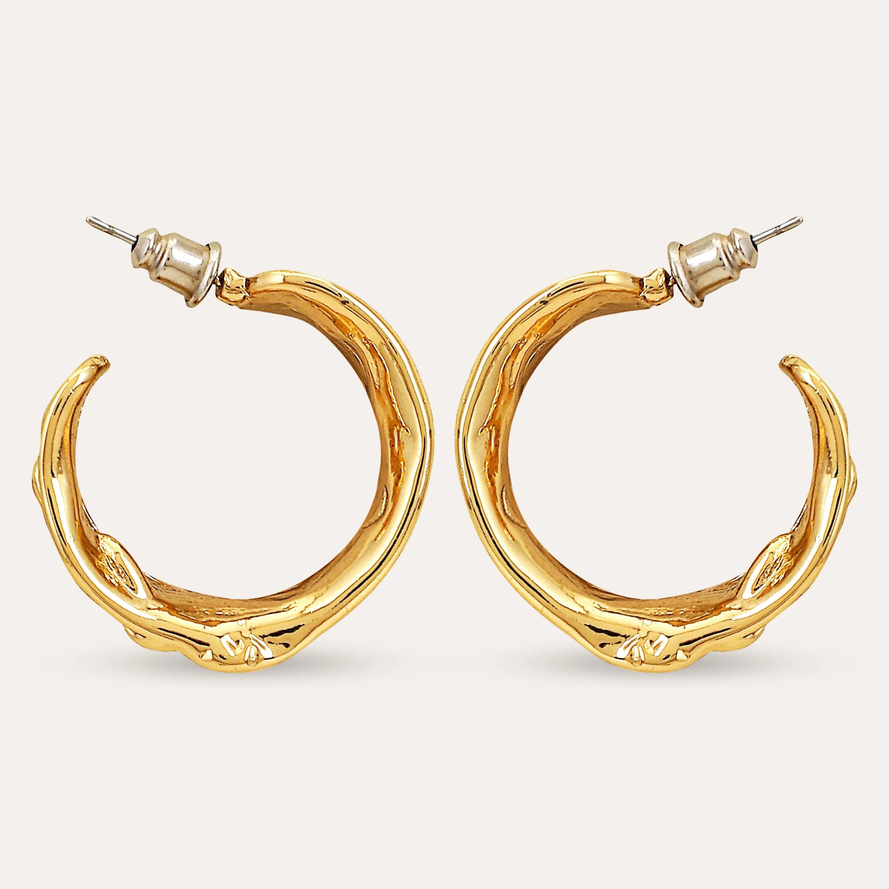 TFC Flat Statement Gold Plated Hoop Earrings-Discover daily wear gold earrings including stud earrings, hoop earrings, and pearl earrings, perfect as earrings for women and earrings for girls.Find the cheapest fashion jewellery which is anti-tarnish only at The Fun company.