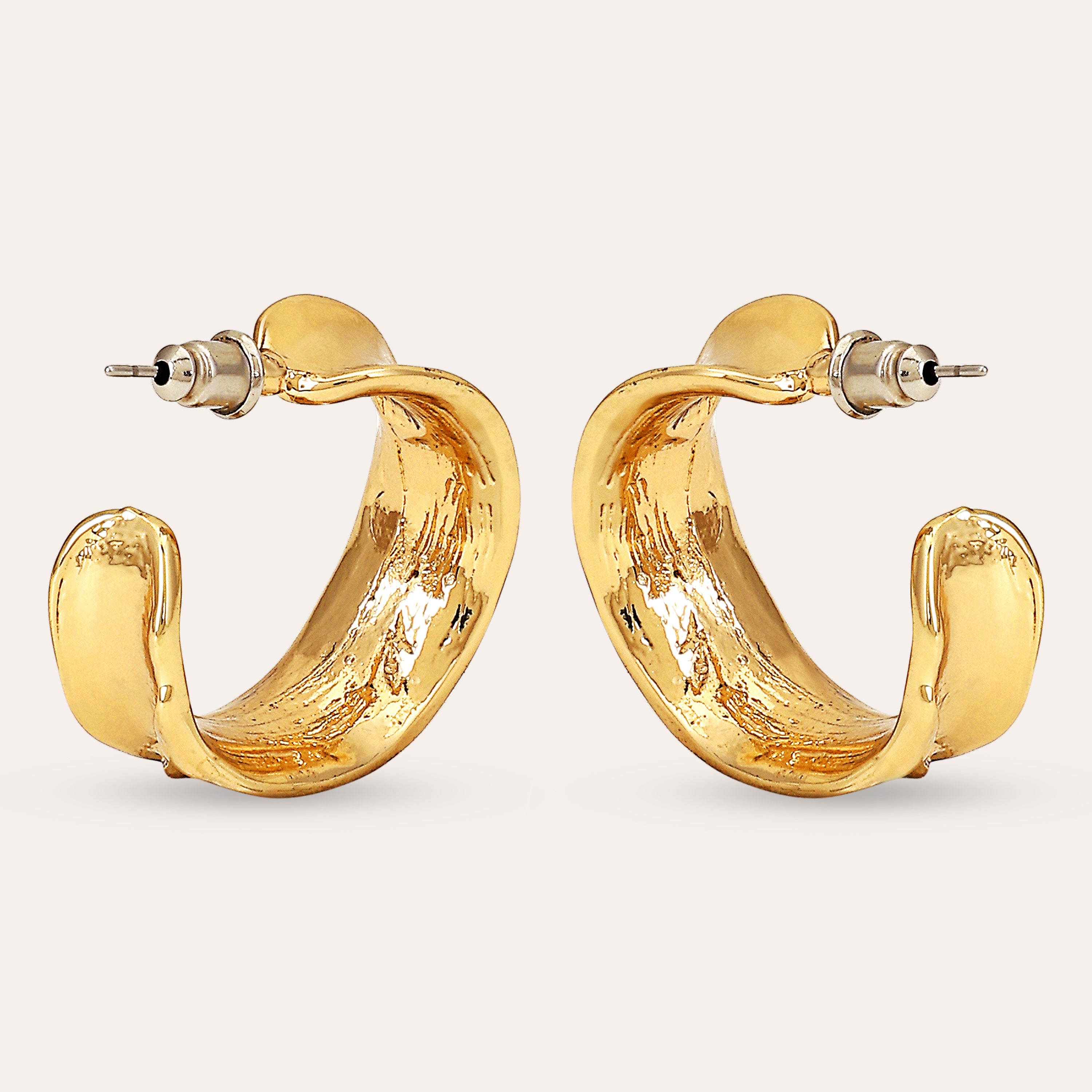 TFC Flat Statement Gold Plated Hoop Earrings-Discover daily wear gold earrings including stud earrings, hoop earrings, and pearl earrings, perfect as earrings for women and earrings for girls.Find the cheapest fashion jewellery which is anti-tarnish only at The Fun company.