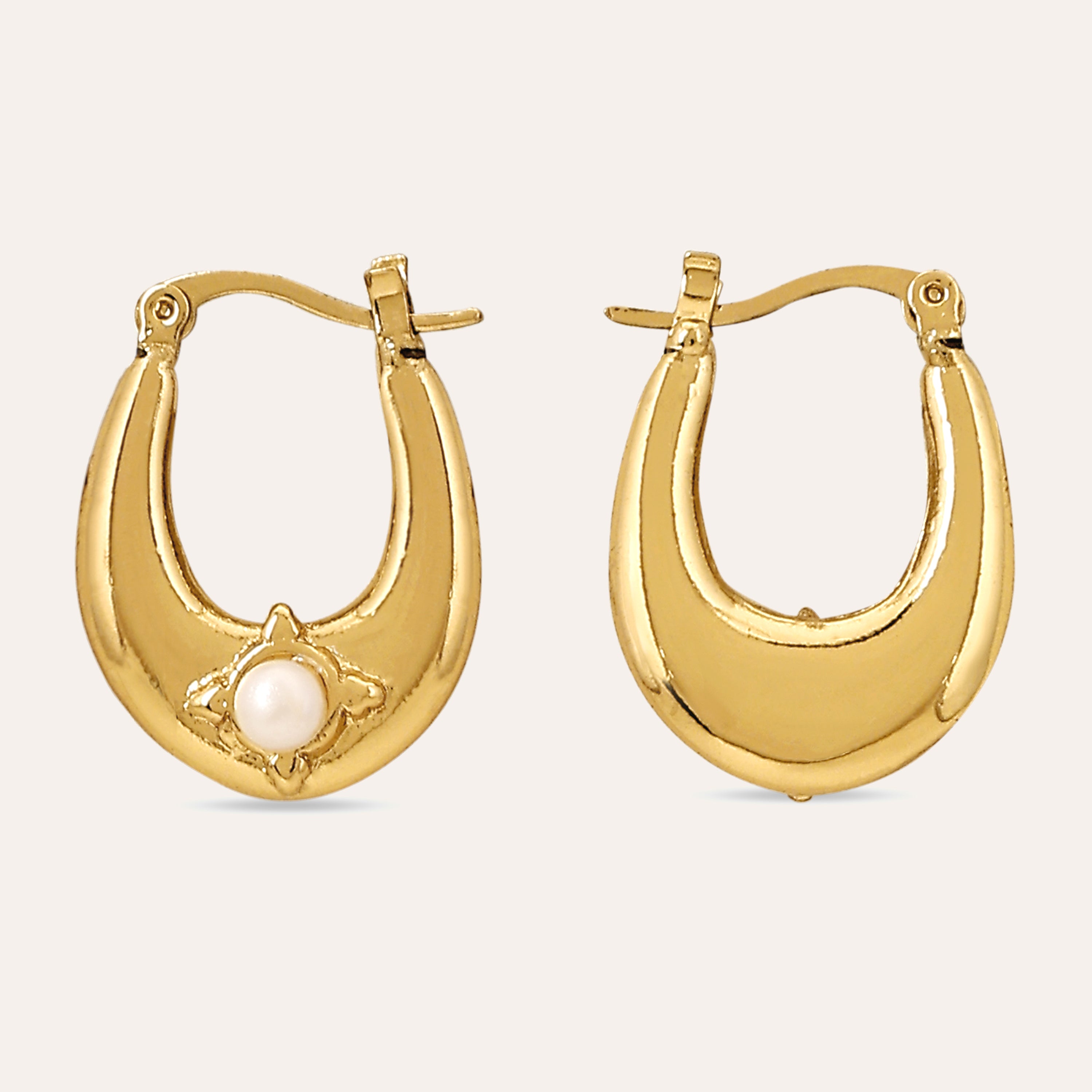 TFC YOU Pearl Gold Plated Hoop Earrings