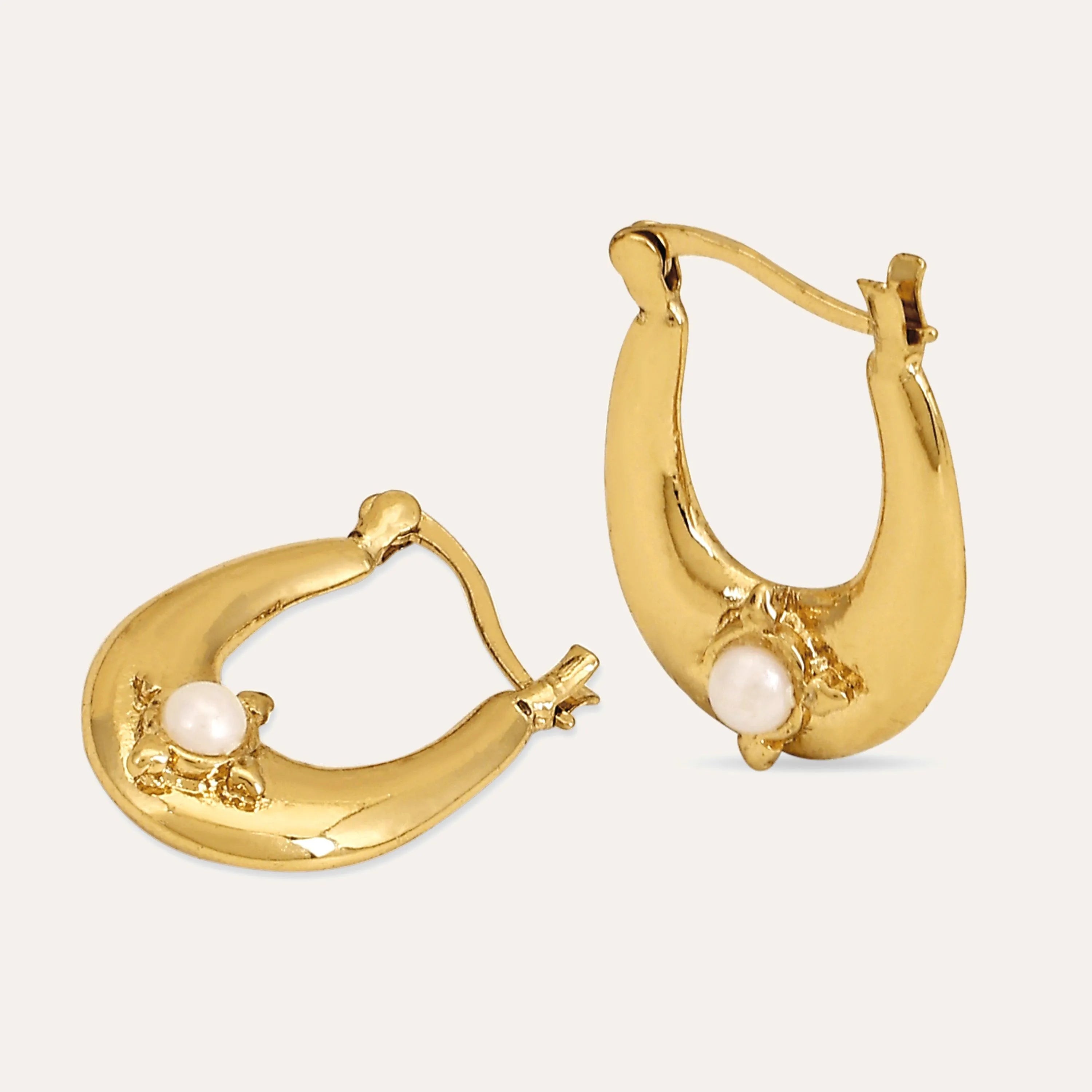 TFC YOU Pearl Gold Plated Hoop Earrings