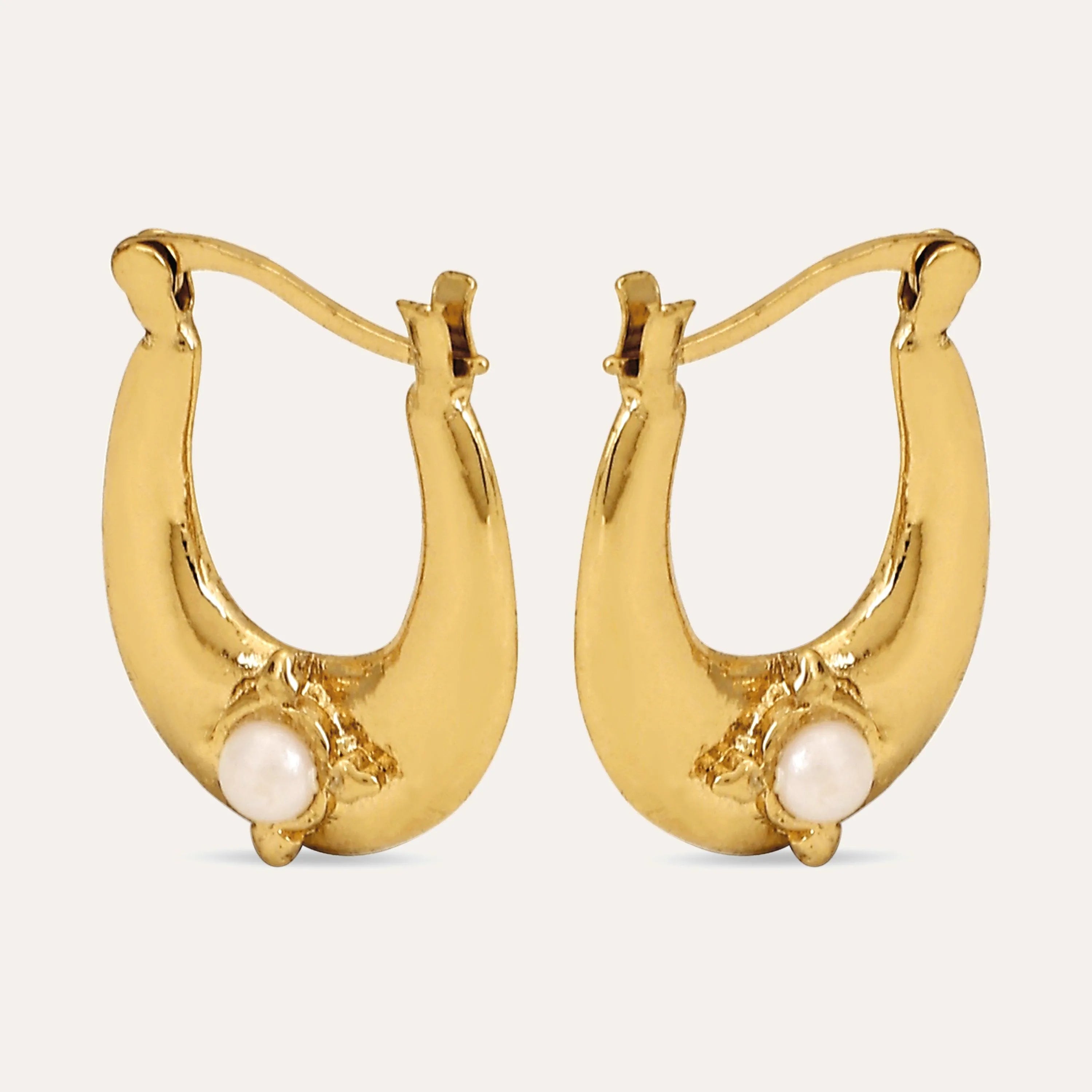 TFC YOU Pearl Gold Plated Hoop Earrings