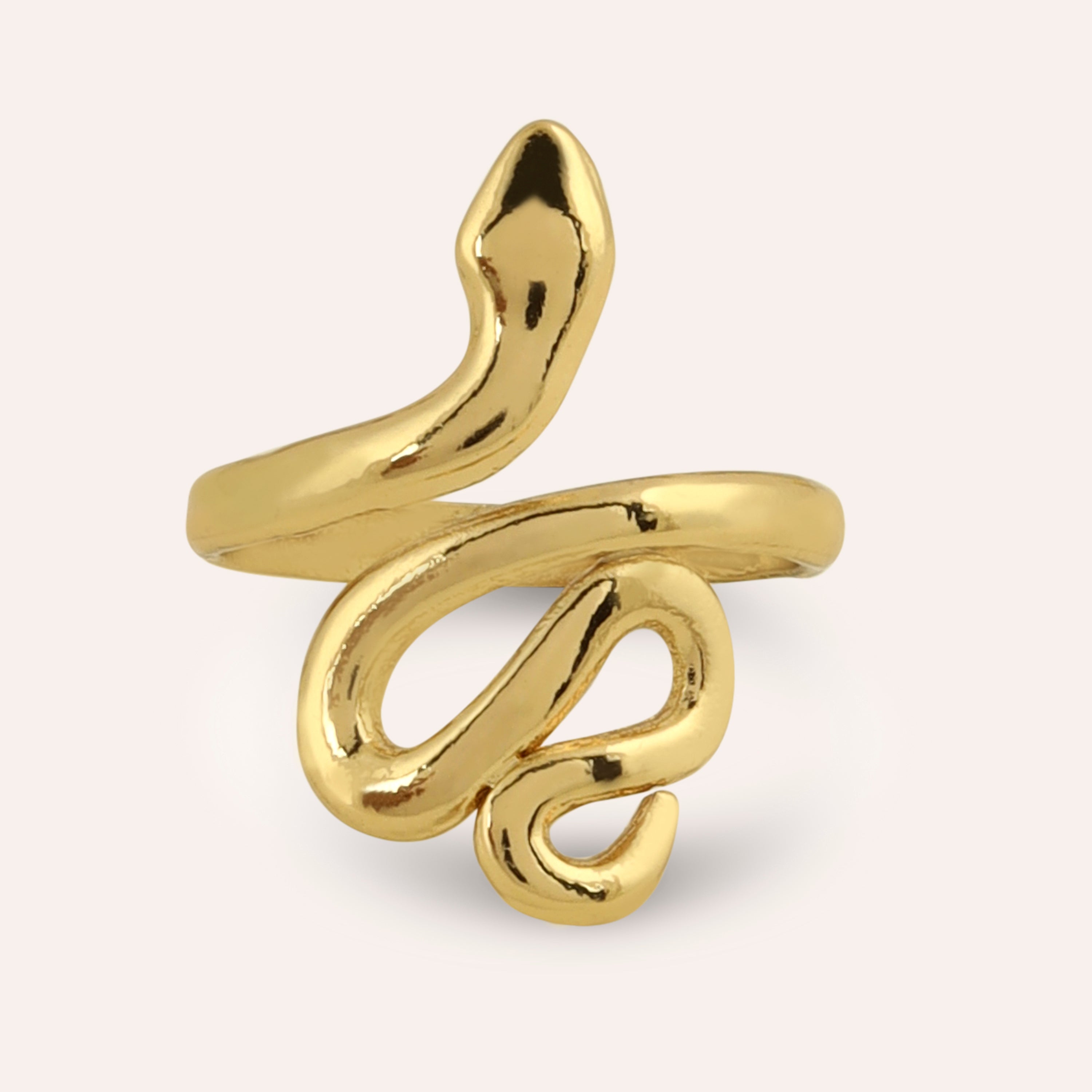 TFC Snake-Head Gold Plated Adjustable Ring-Elevate your style with our exquisite collection of gold-plated adjustable rings for women, including timeless signet rings. Explore cheapest fashion jewellery designs with anti-tarnish properties, all at The Fun Company with a touch of elegance