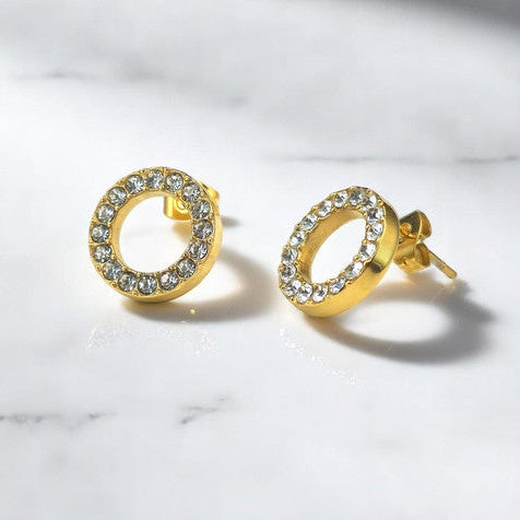 TFC Trendy Stone Gold Plated Stud Earrings