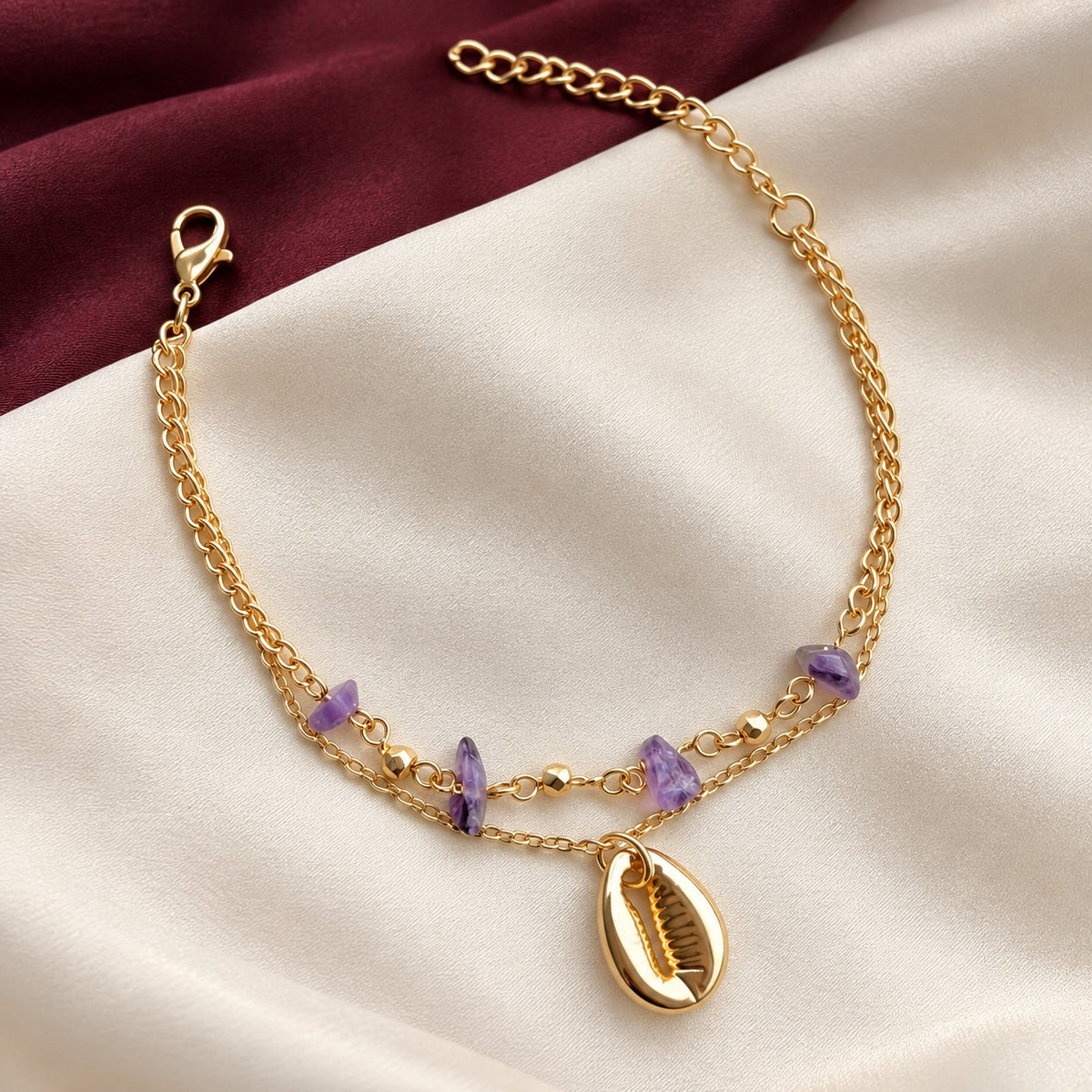 TFC Amethyst Shell Gold Plated Chain Bracelet
