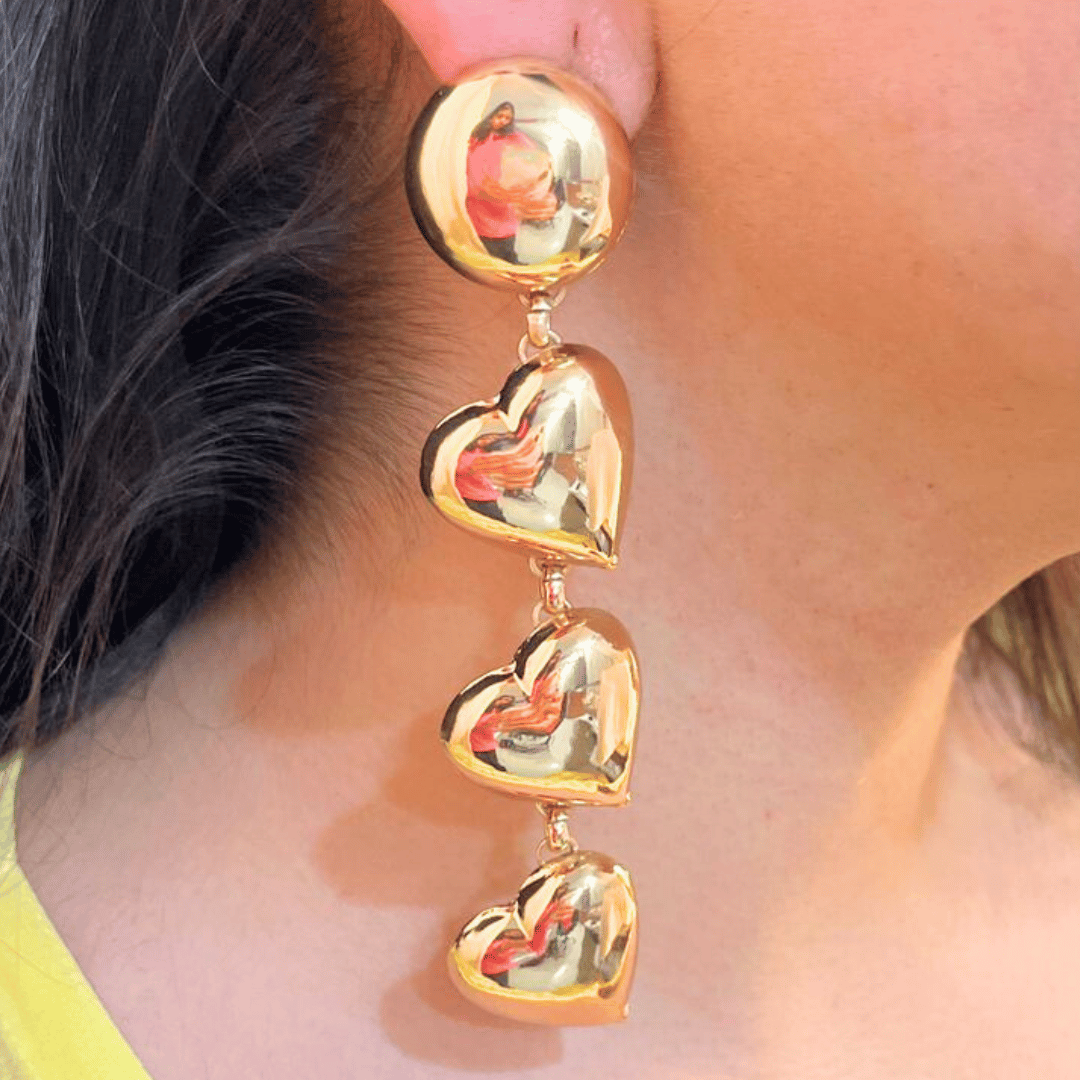 TFC Heart Sway Gold Plated Dangler Earrings