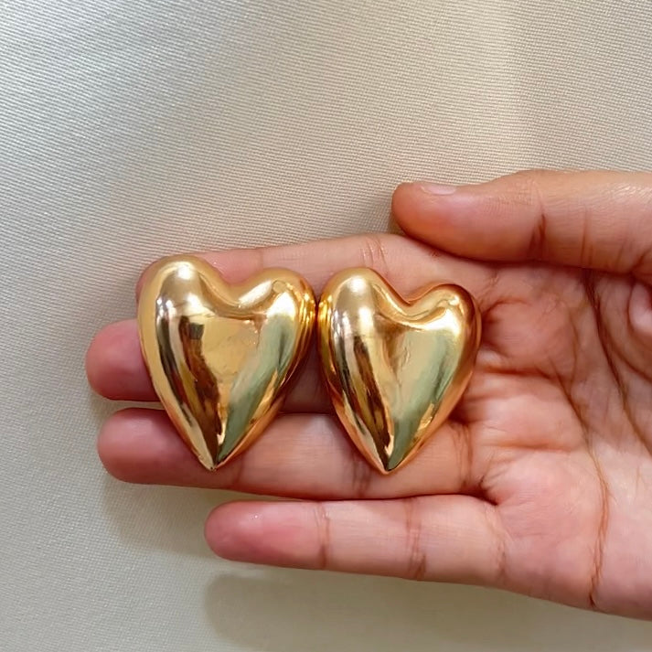 TFC Plumpy Heart Gold Plated Stud Earrings