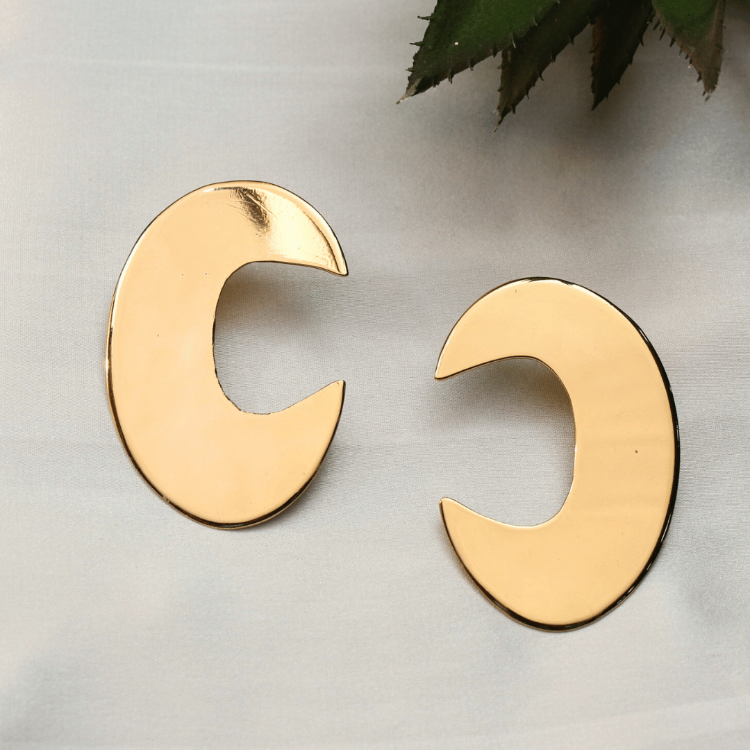 TFC Bold C Gold Plated Stud Earrings