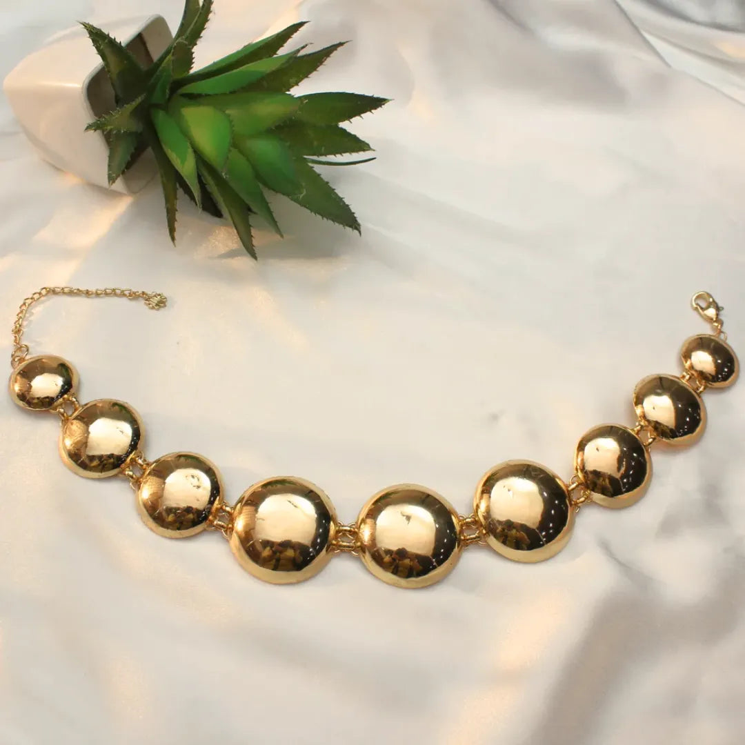 TFC Big Bold Circle Gold Plated Choker Necklace