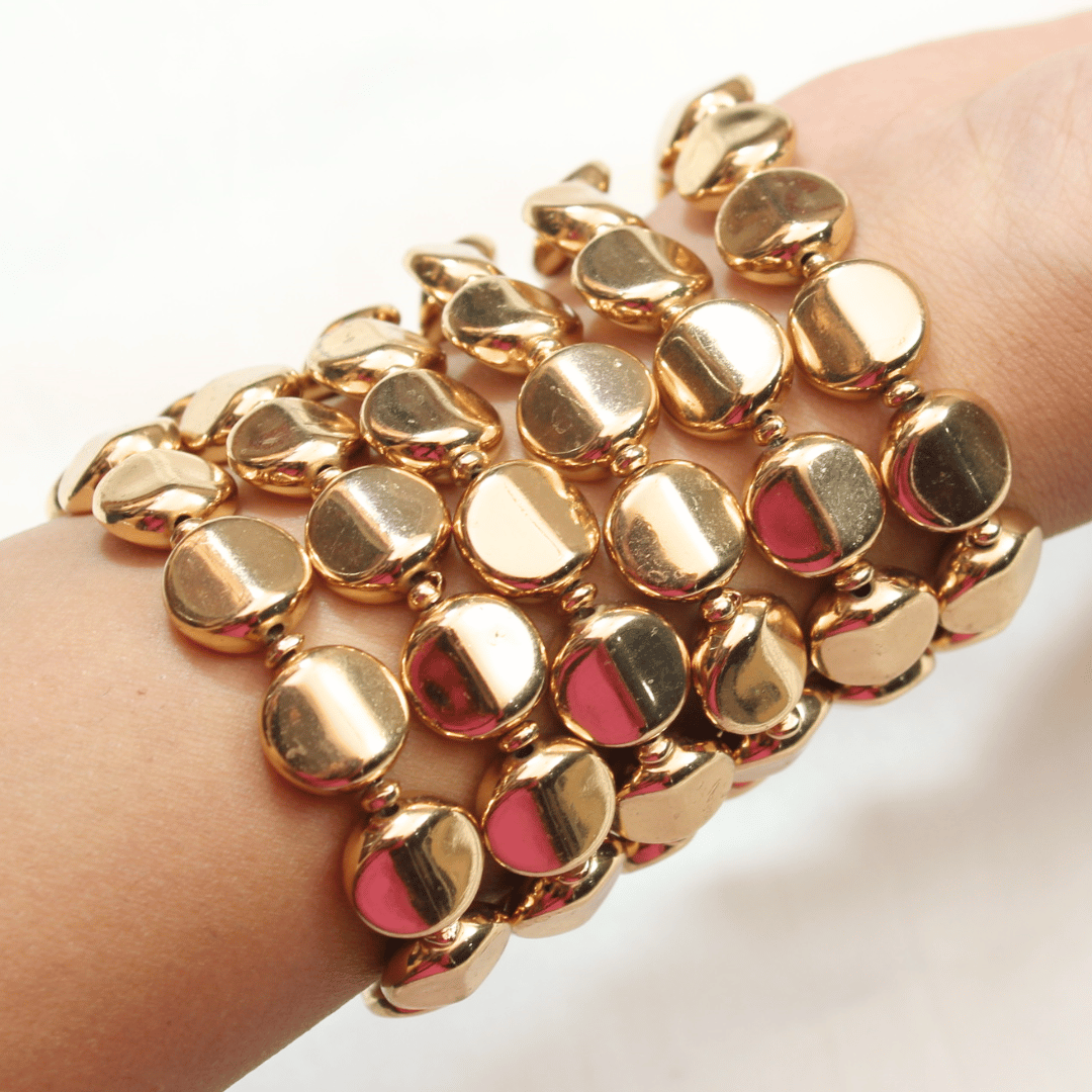 TFC Bold Circle Gold Plated Stacked Bracelet (Set of 6)