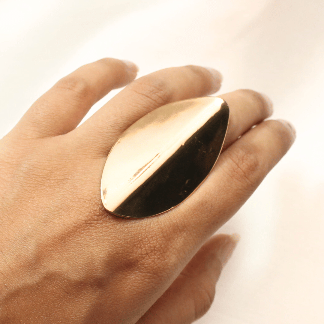 TFC Bold Leaf Gold Plated Adjustable Ring